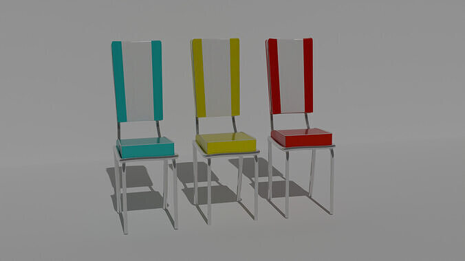 Big retro diners 50s chairs Low-poly 3D model