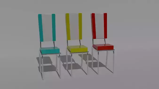 Big retro diners 50s chairs Low-poly 3D model