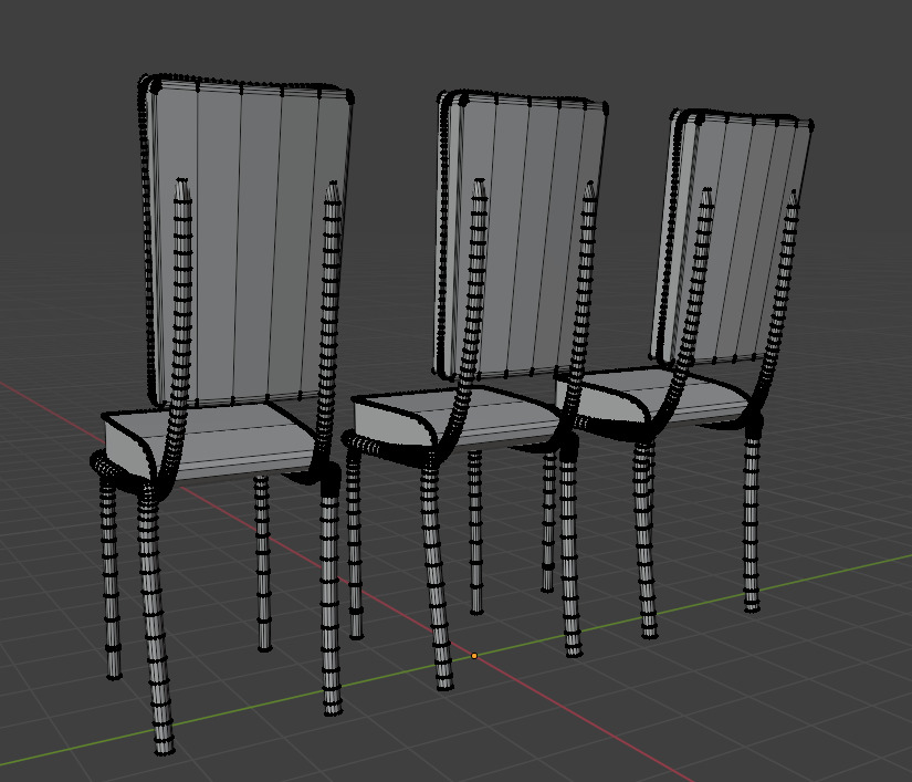 Big retro diners 50s chairs Low-poly 3D model_4