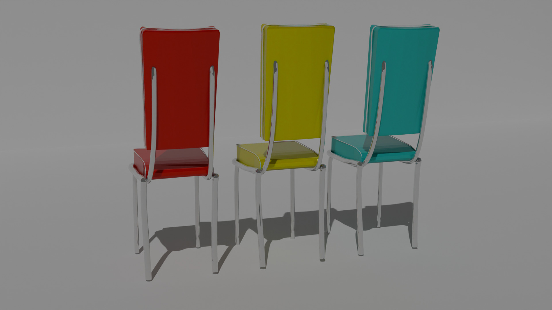 Big retro diners 50s chairs Low-poly 3D model_2