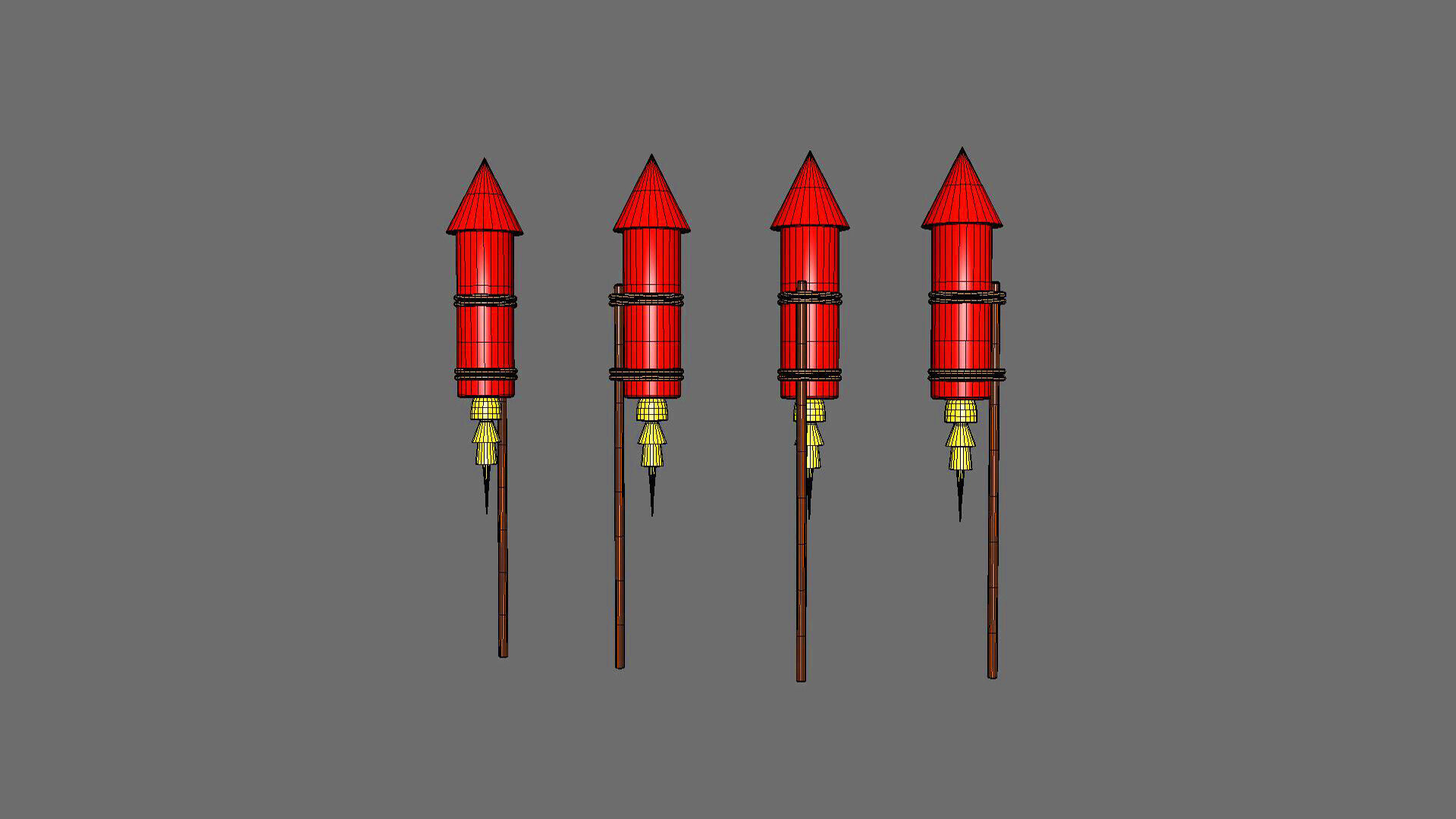 Firework rocket v003 Low-poly 3D model_4