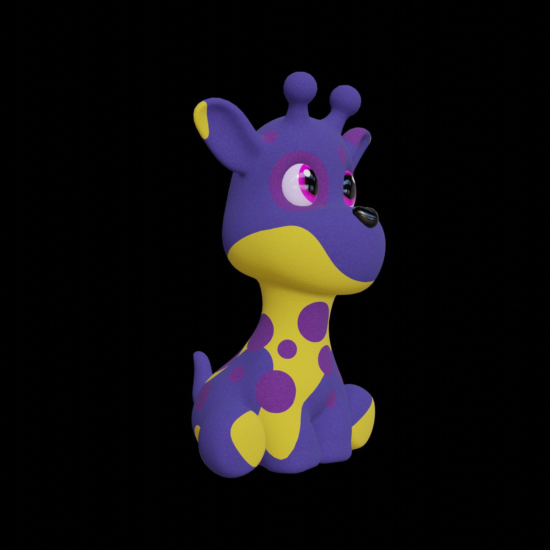 Plush Giraffe Colorful Plush Cute Low-Poly Game-Ready Low-poly 3D model_4
