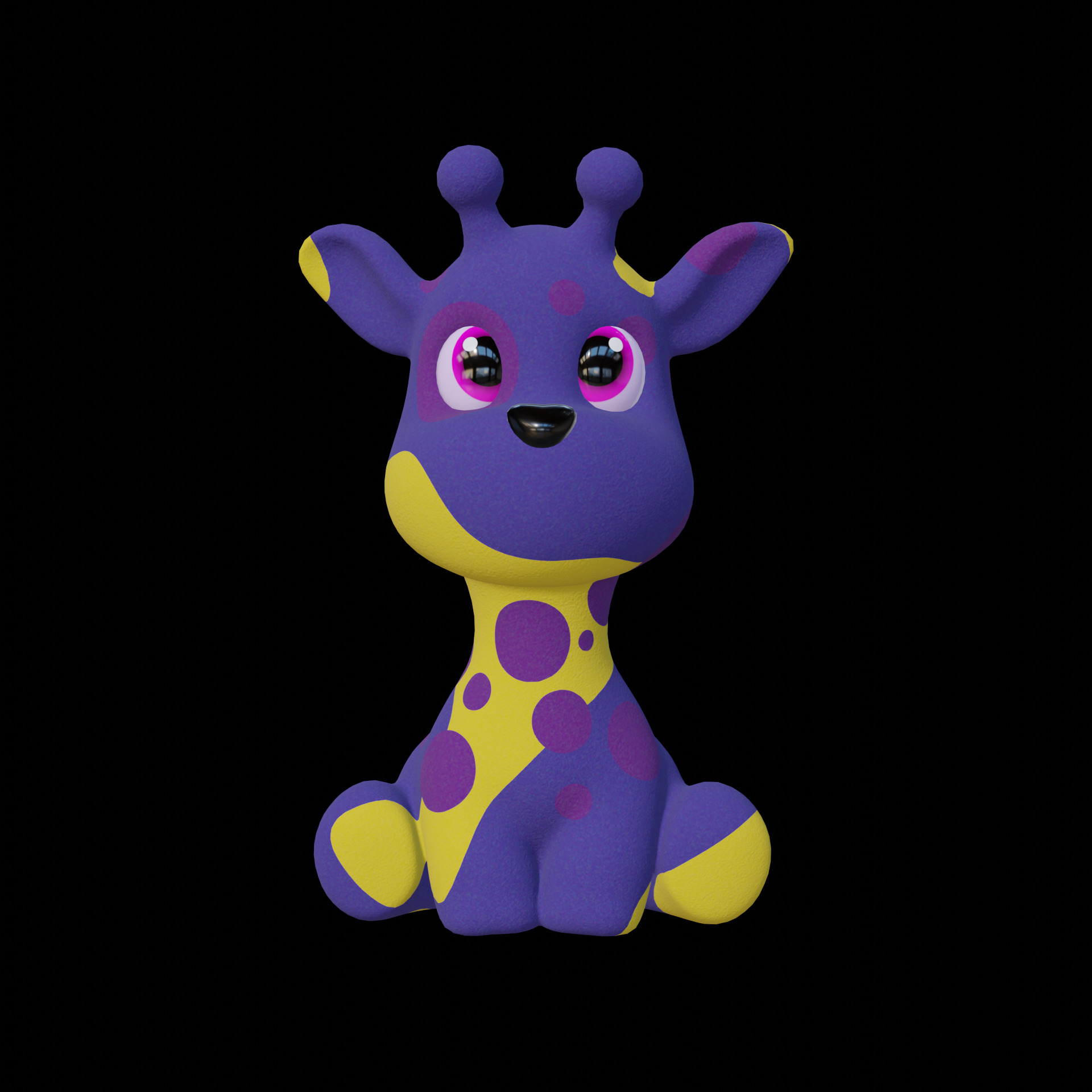 Plush Giraffe Colorful Plush Cute Low-Poly Game-Ready Low-poly 3D model_5