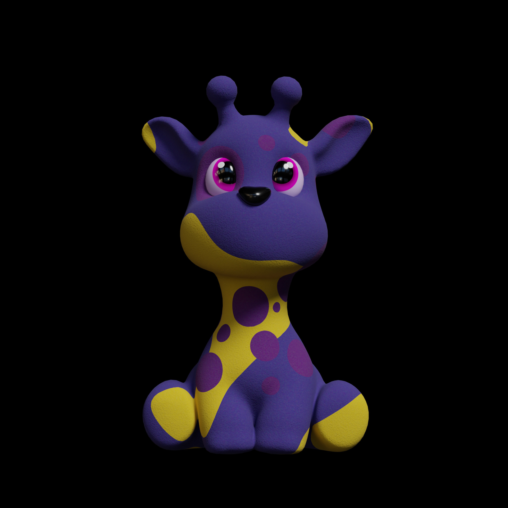 Plush Giraffe Colorful Plush Cute Low-Poly Game-Ready Low-poly 3D model_2