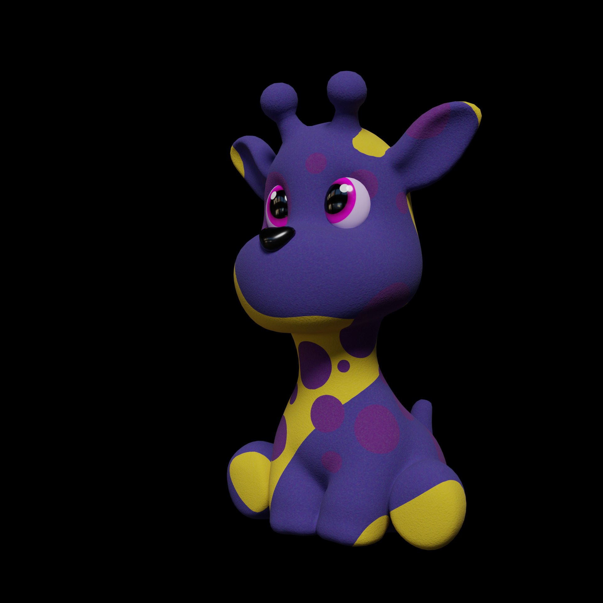 Plush Giraffe Colorful Plush Cute Low-Poly Game-Ready Low-poly 3D model_3