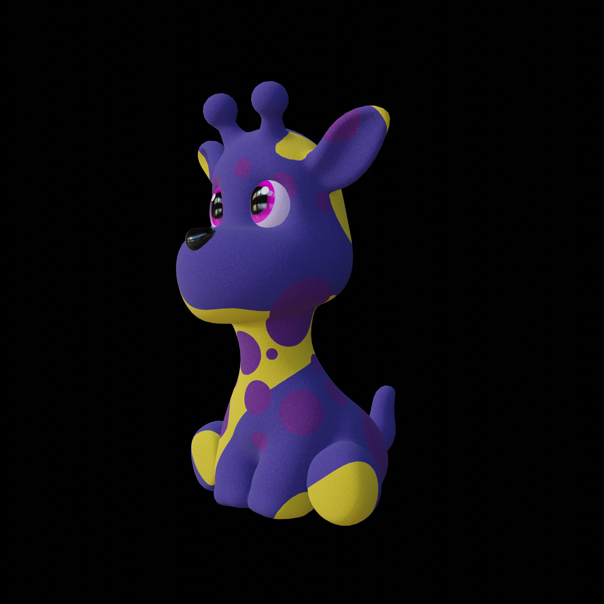 Plush Giraffe Colorful Plush Cute Low-Poly Game-Ready Low-poly 3D model_6