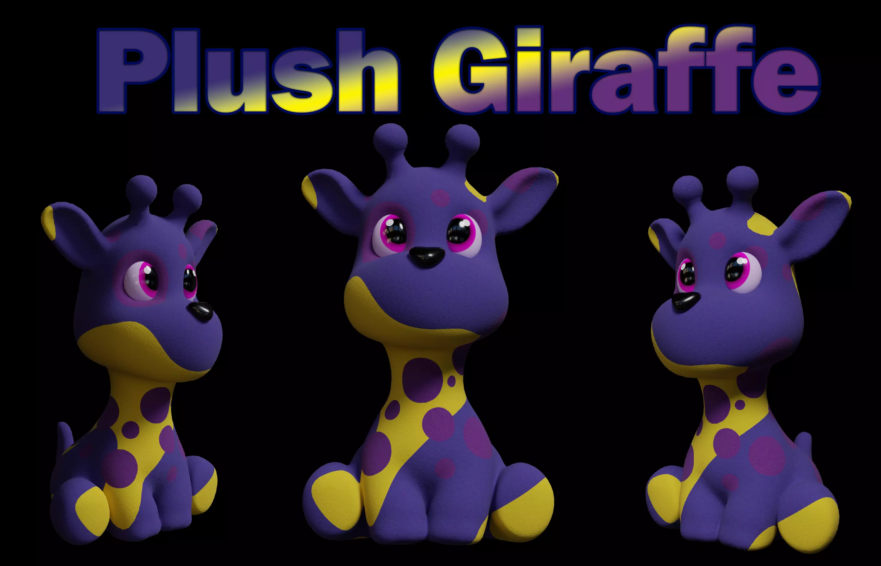 Plush Giraffe Colorful Plush Cute Low-Poly Game-Ready Low-poly 3D model_0
