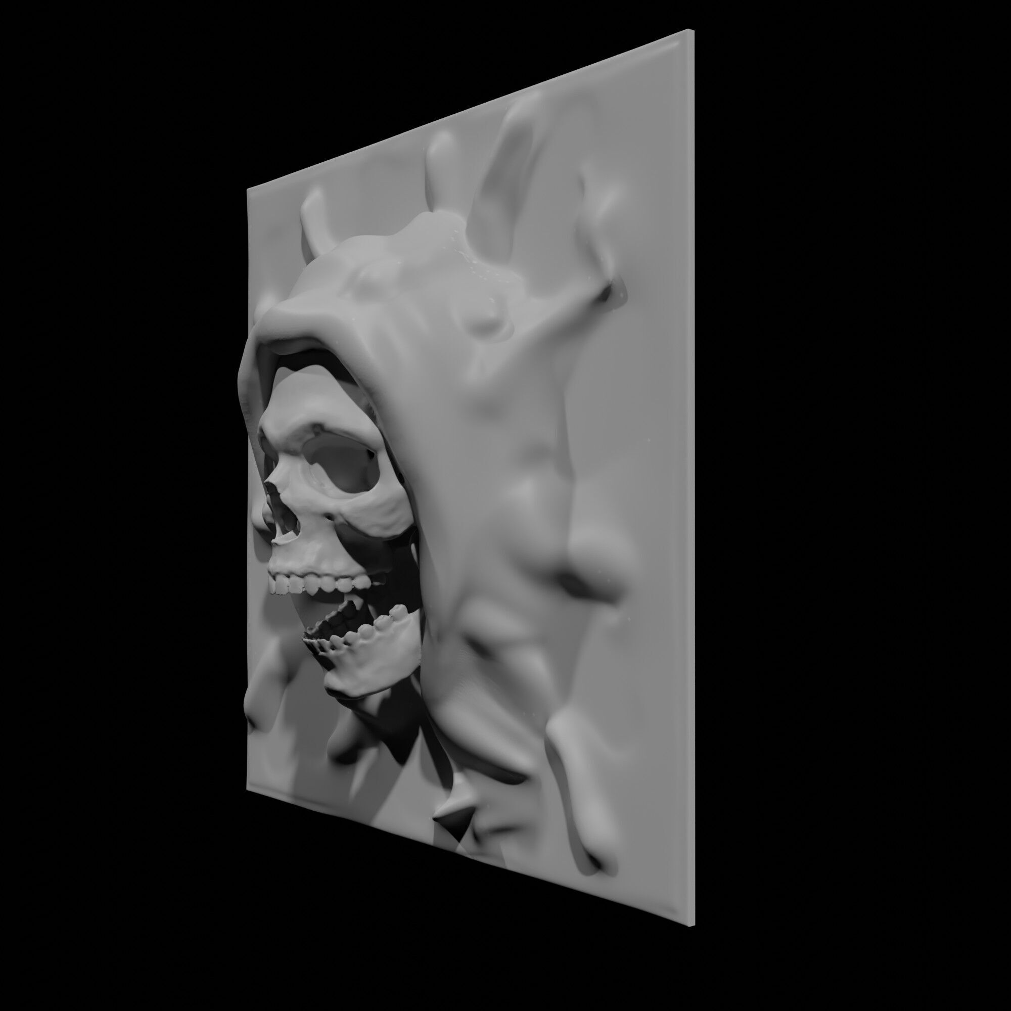 Grim Reaper face sculpture ready to print 3D print model_1