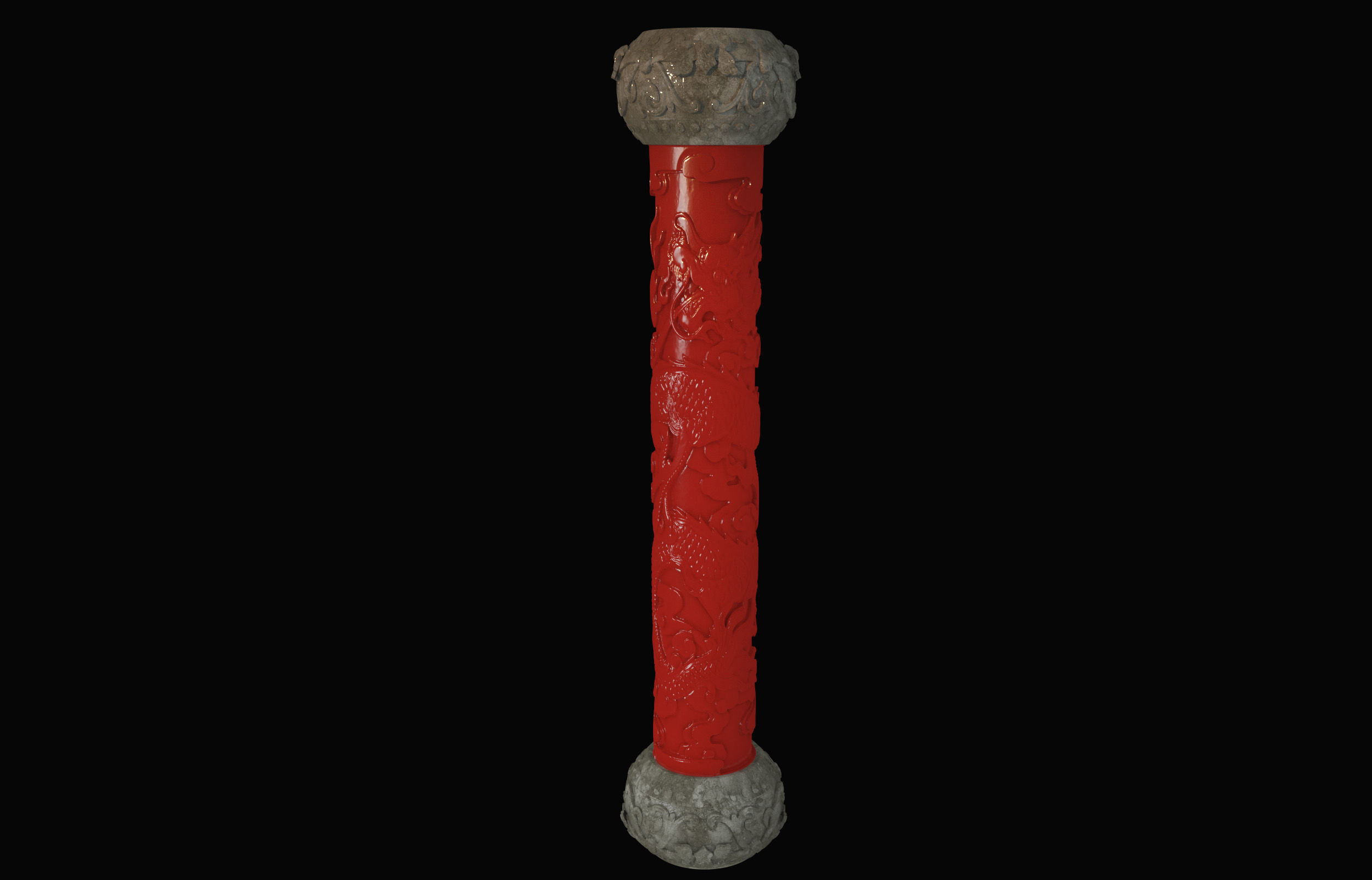 Chinese style pillars  Low-poly 3D model_7