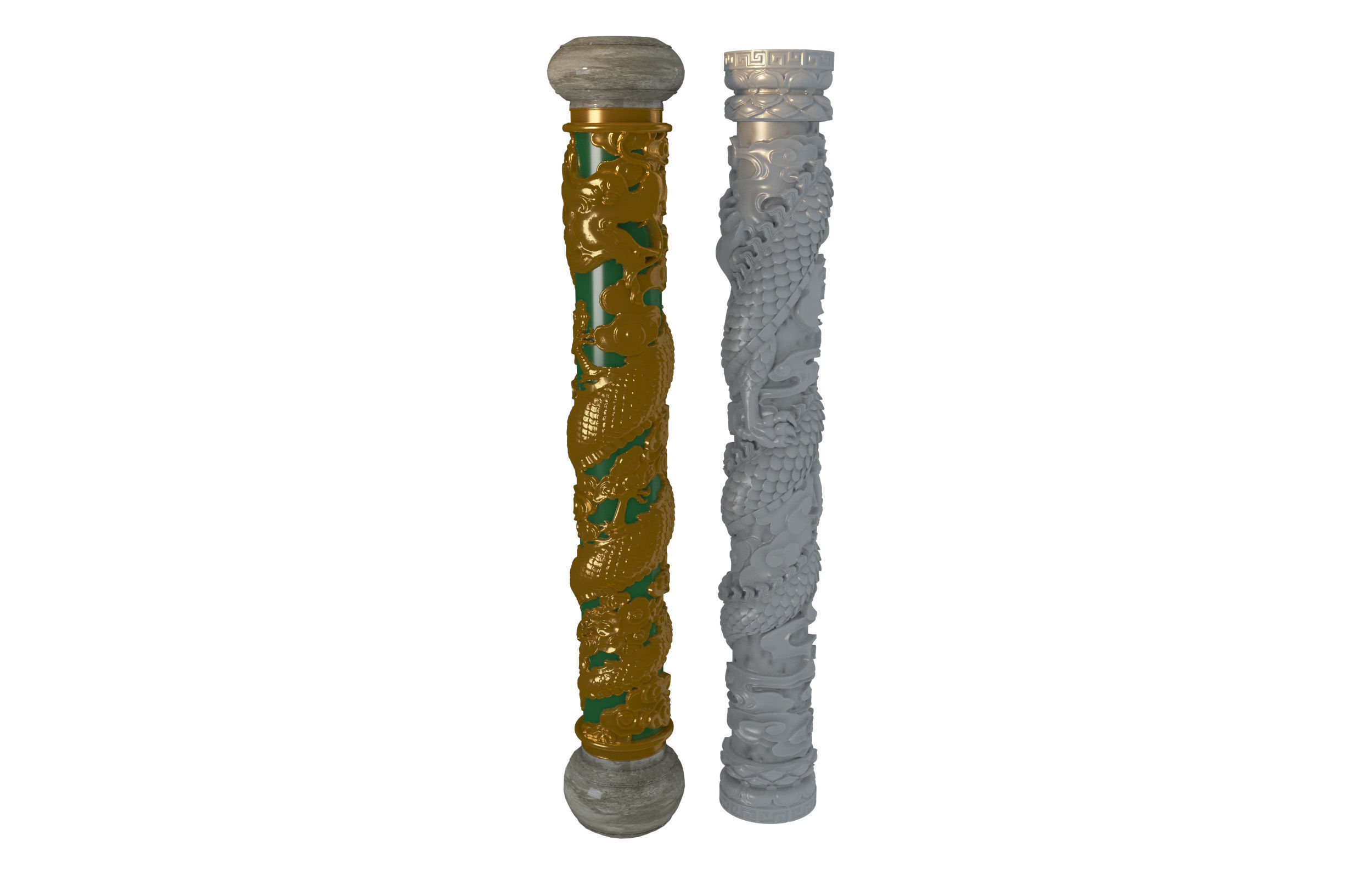 Chinese style pillars  Low-poly 3D model_5