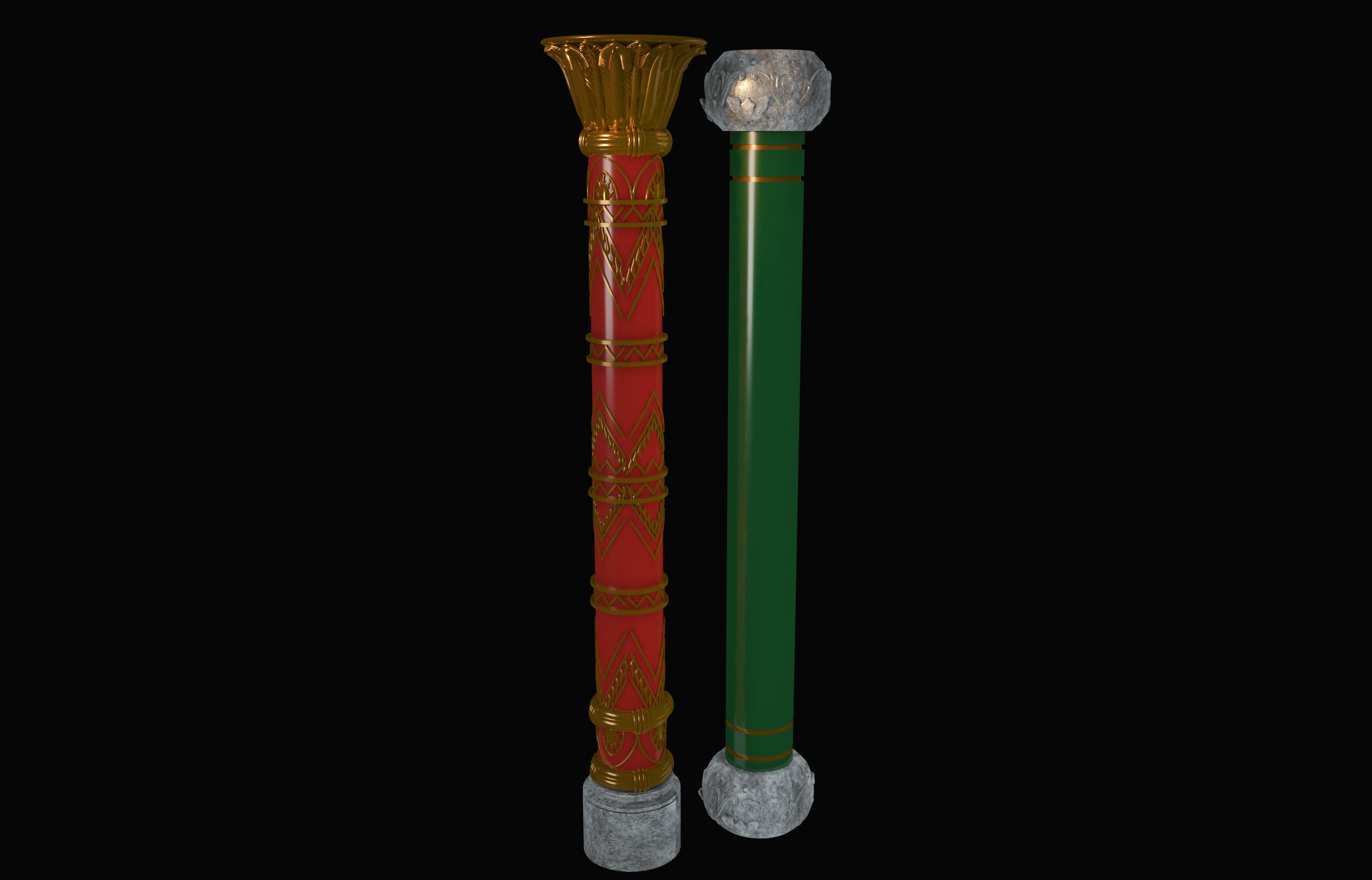 Chinese style pillars  Low-poly 3D model_6