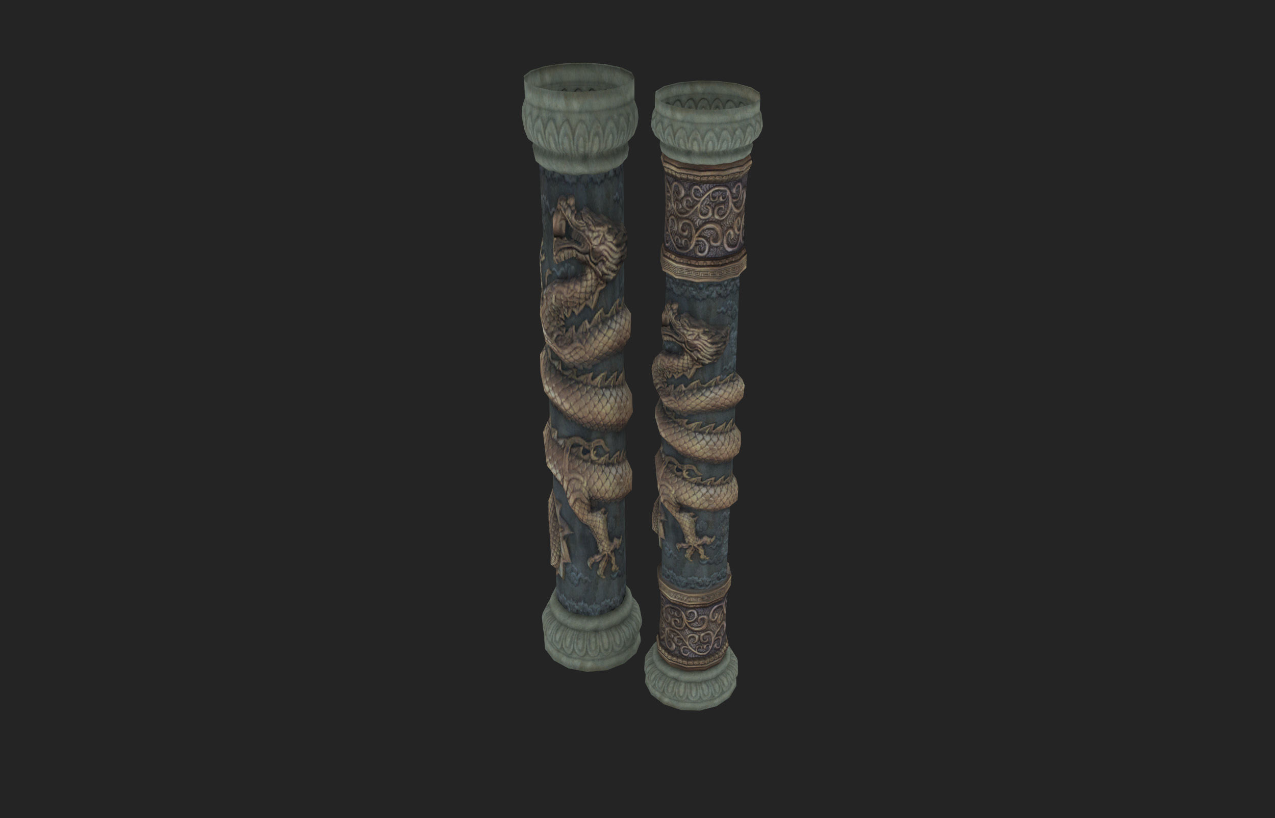 Chinese style pillars  Low-poly 3D model_3