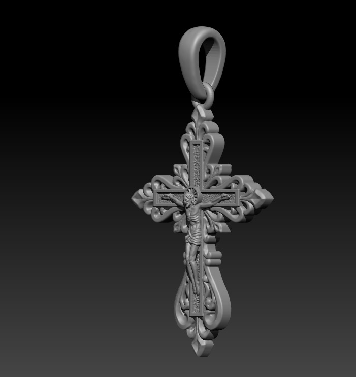 Jesus Cross Pendant 75091 3D print model_2