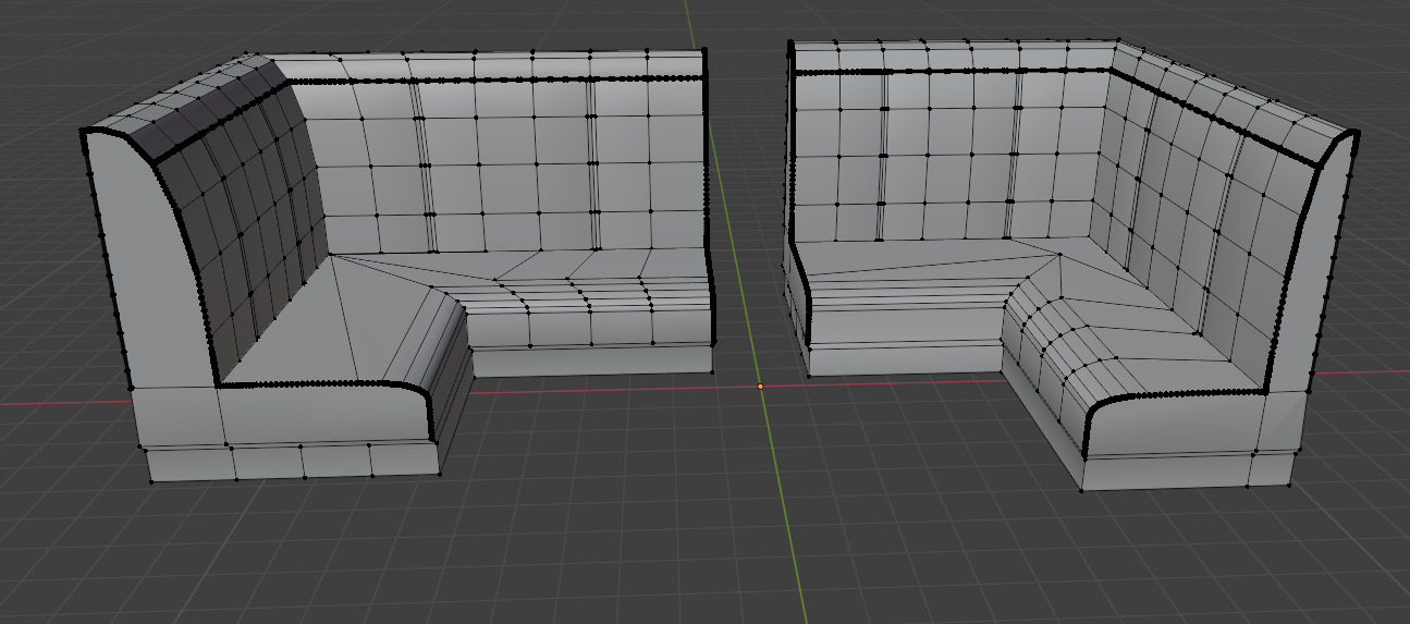 Retro dinners 50s corner sofa Low-poly 3D model_4