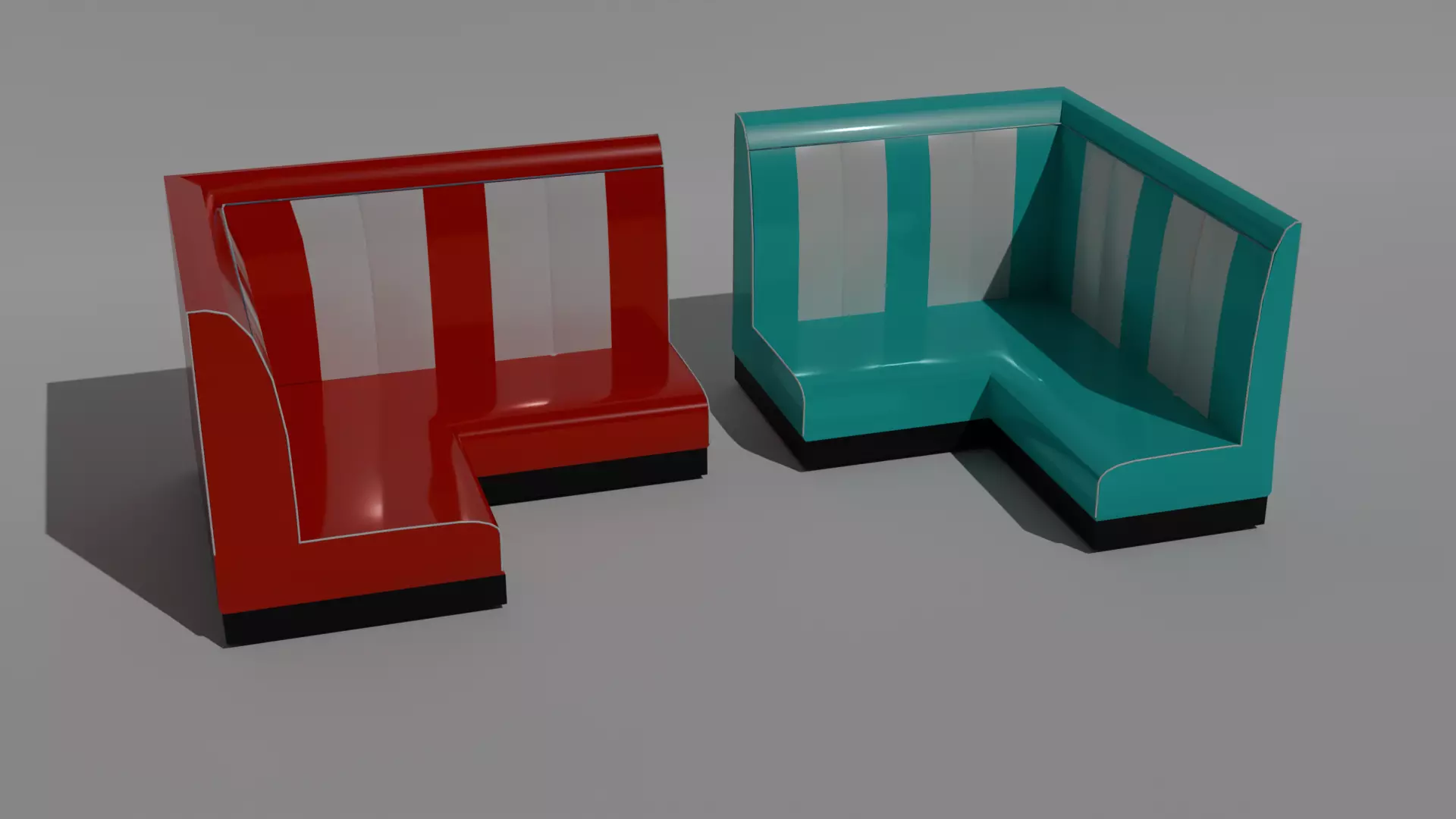 Retro dinners 50s corner sofa Low-poly 3D model_0