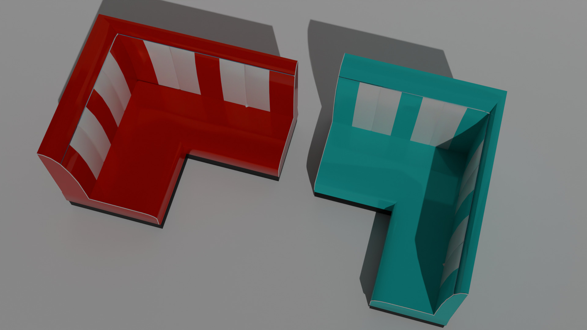 Retro dinners 50s corner sofa Low-poly 3D model_1