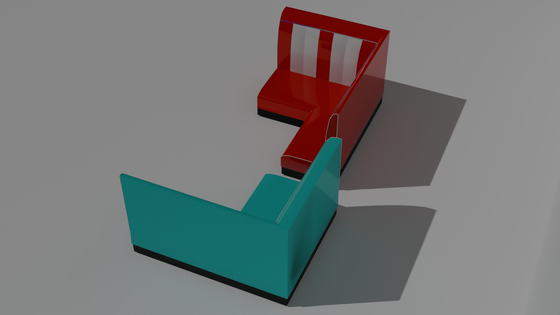 Retro dinners 50s corner sofa Low-poly 3D model_2