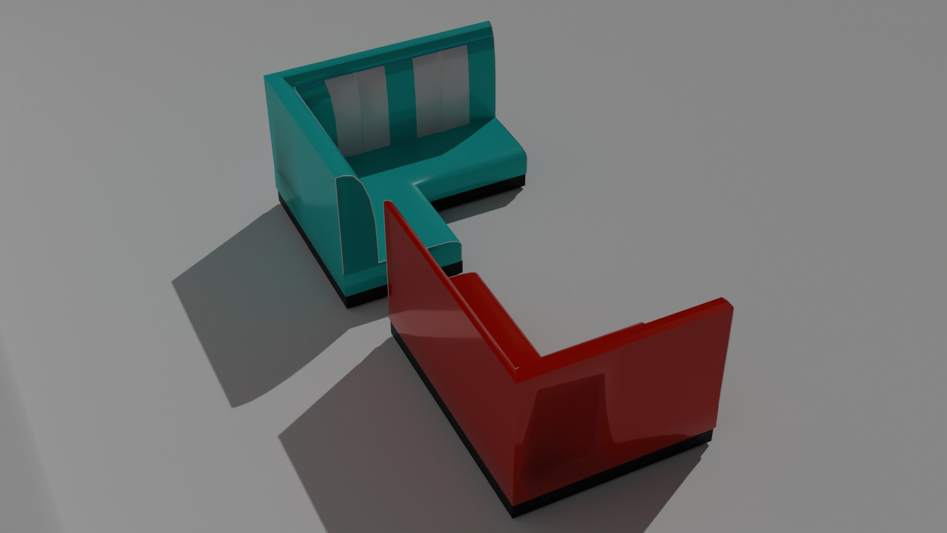 Retro dinners 50s corner sofa Low-poly 3D model_3