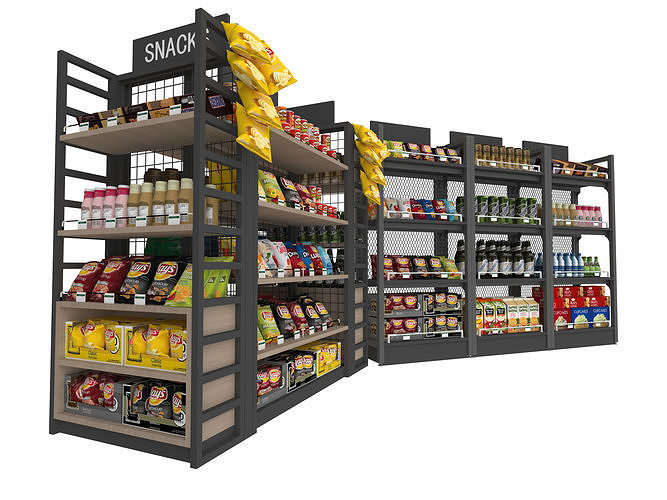 Market Shelves Low-poly 3D model