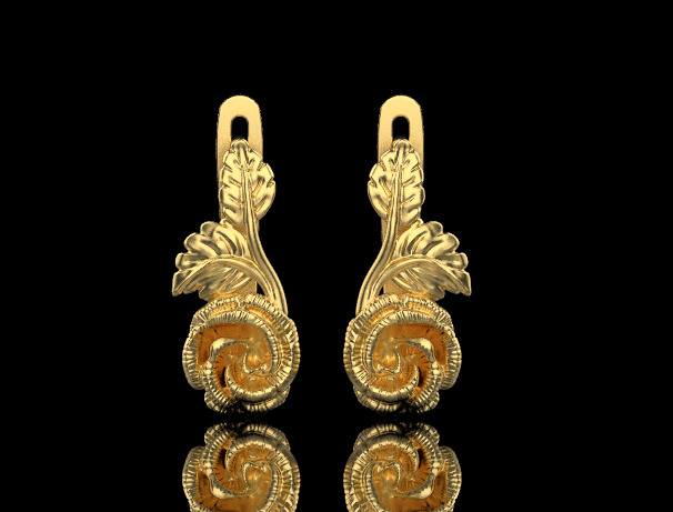 Rose Earrings 51167 3D print model_1