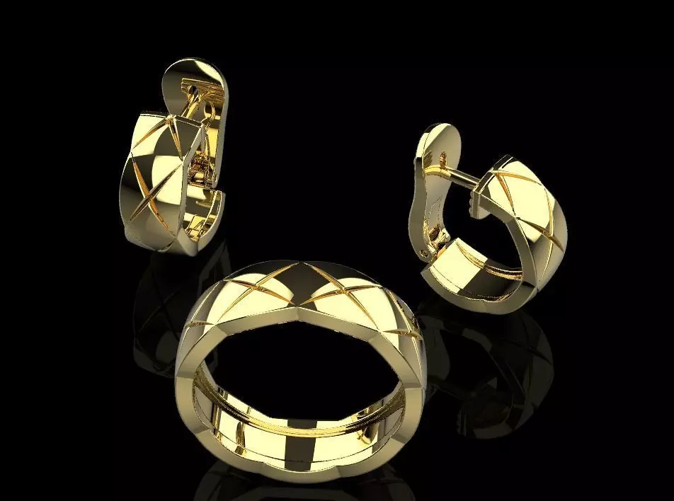Ring and Earrings set50351 3D print model_0