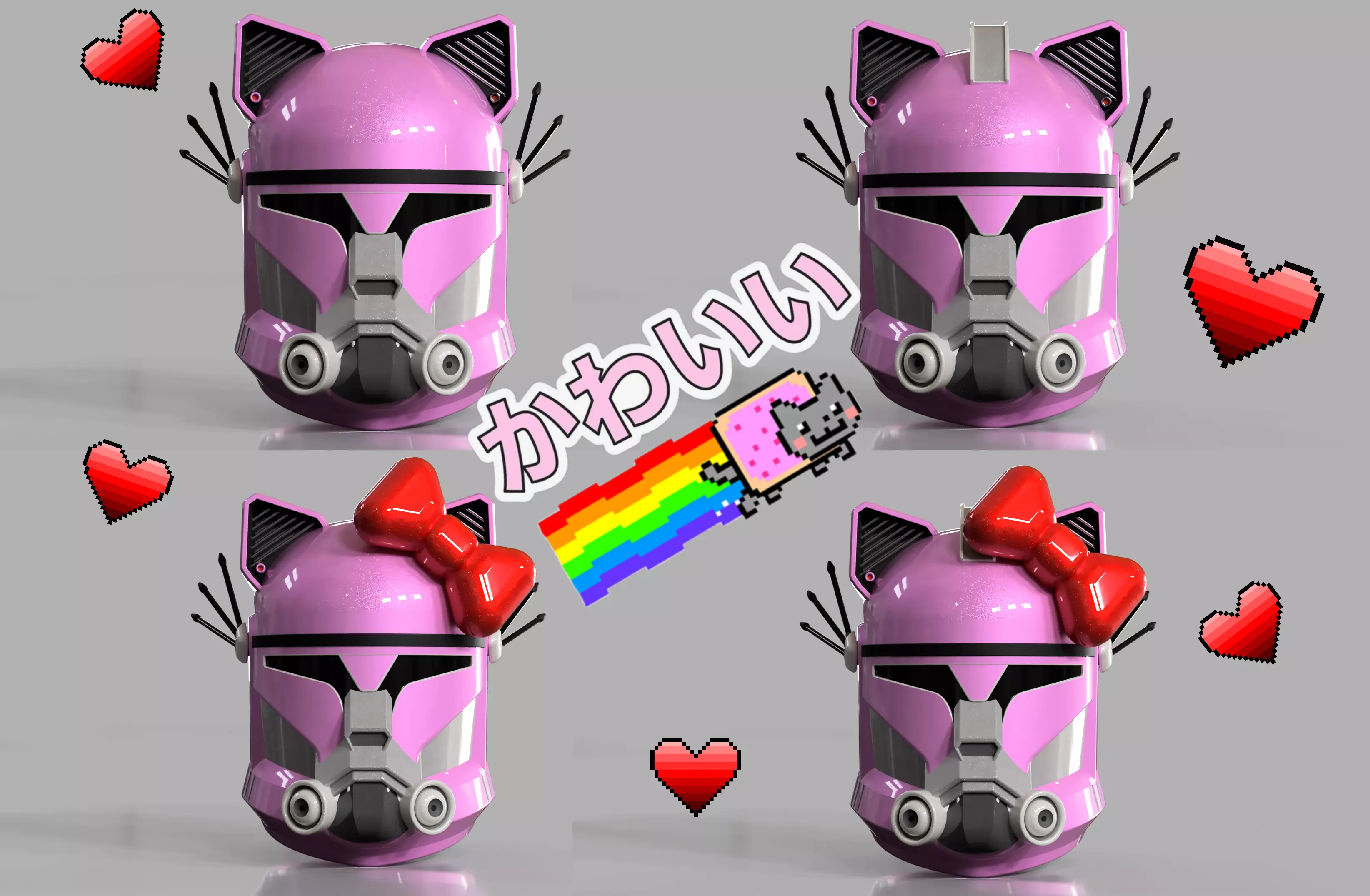 Super Kawaii Neko Torupa Herumetto v1 small ear Free 3D print model