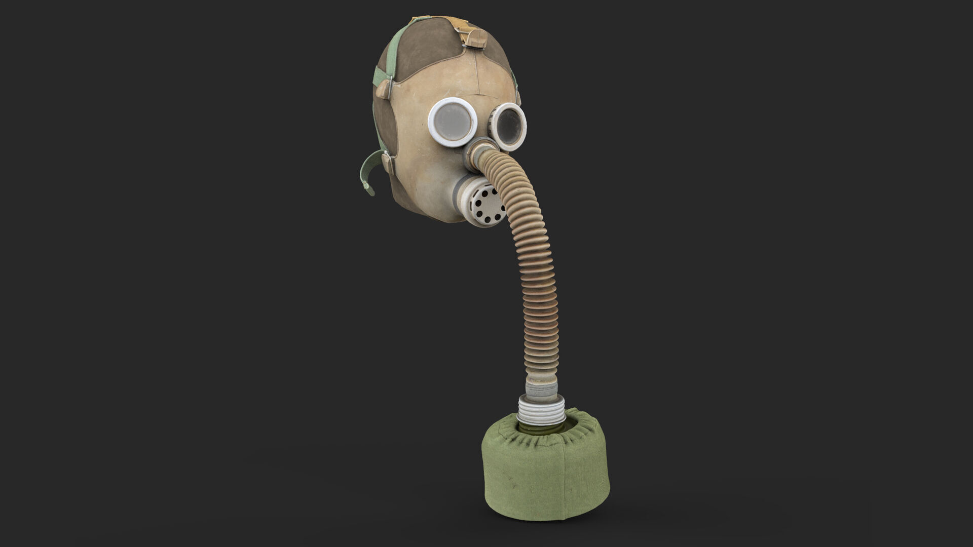 Gas Mask Old Low-poly 3D model_7