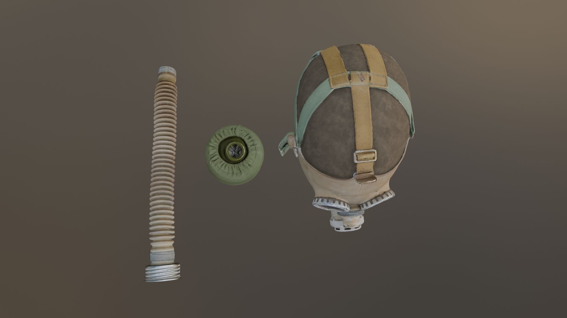 Gas Mask Old Low-poly 3D model_11