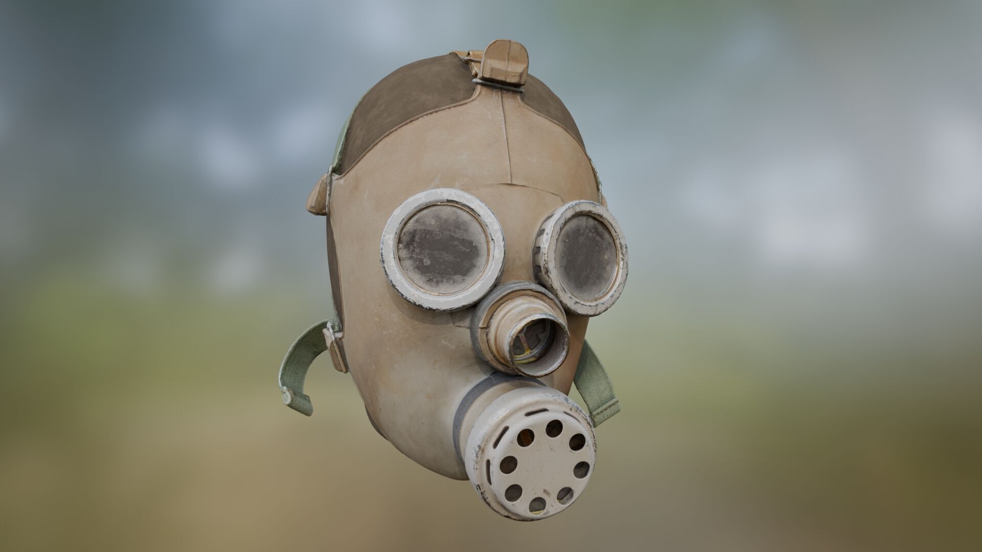 Gas Mask Old Low-poly 3D model_2