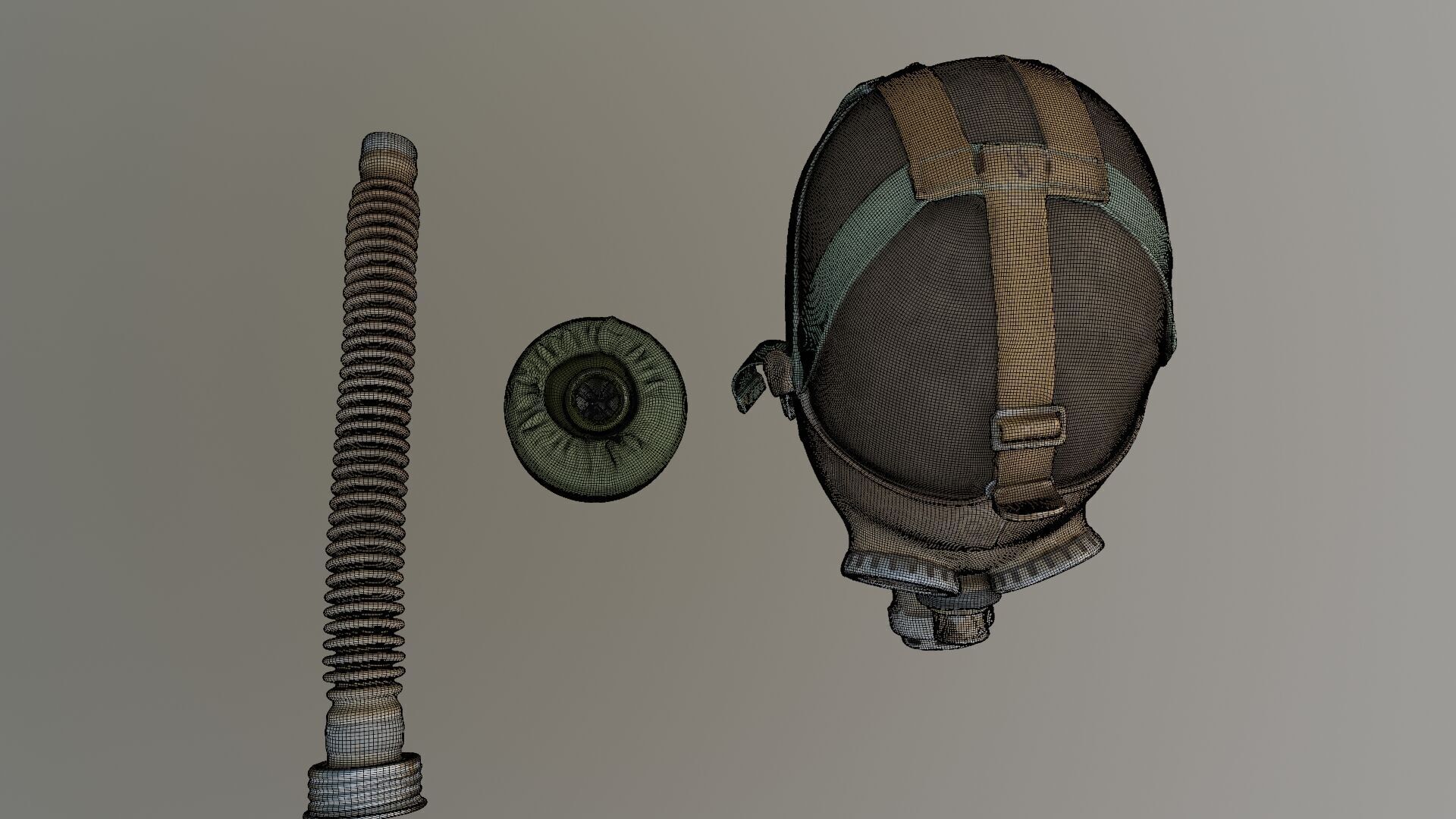 Gas Mask Old Low-poly 3D model_12