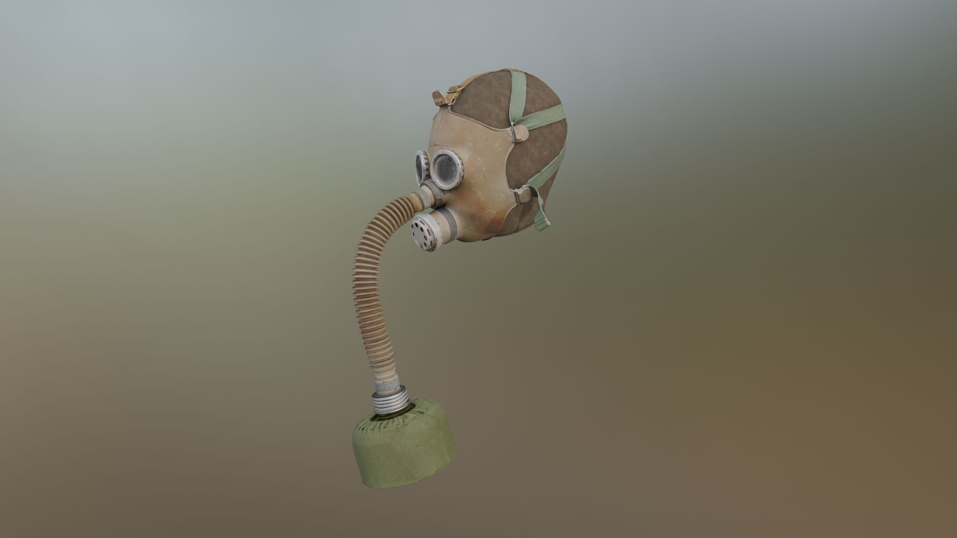 Gas Mask Old Low-poly 3D model_10