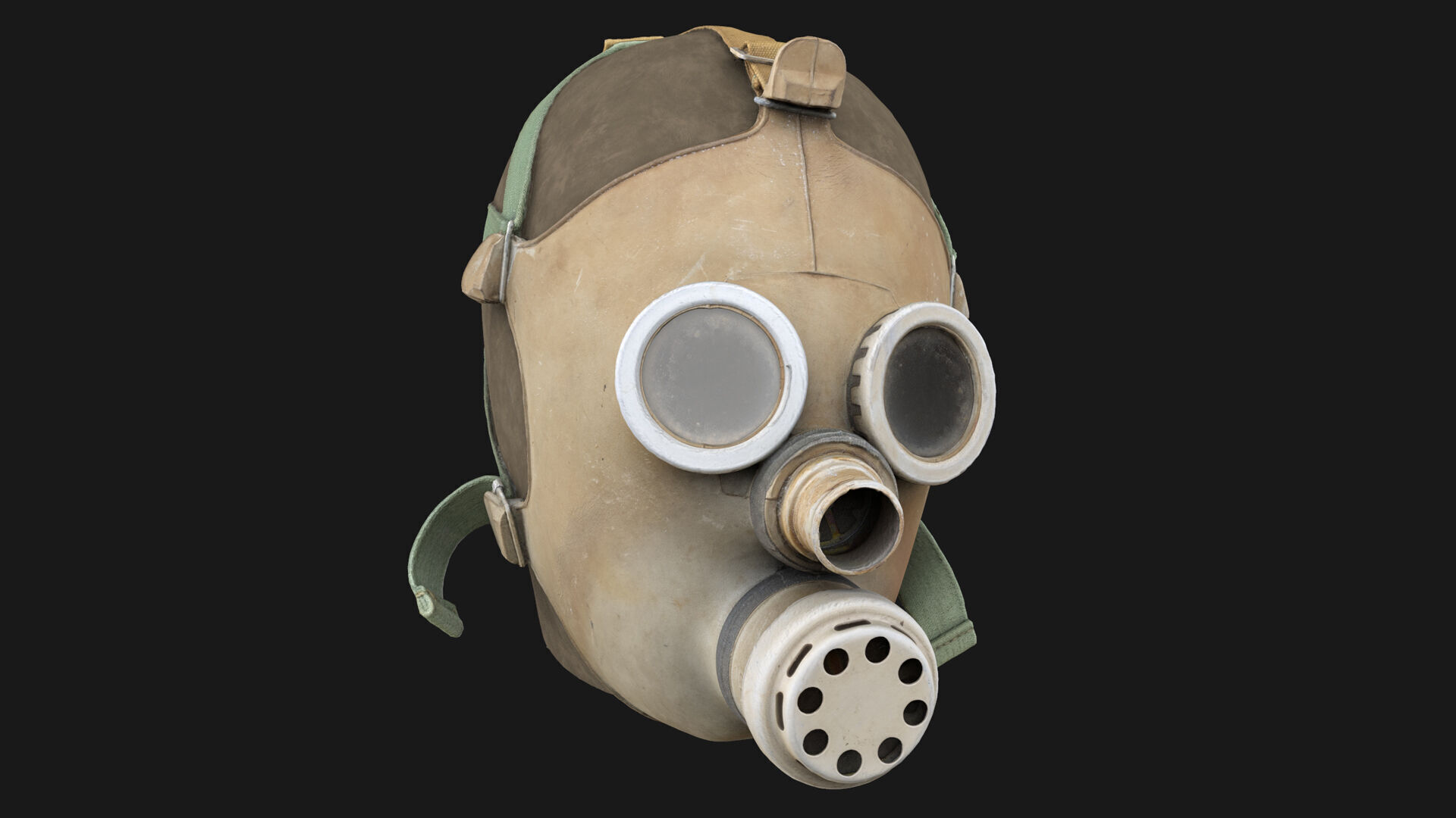 Gas Mask Old Low-poly 3D model_5