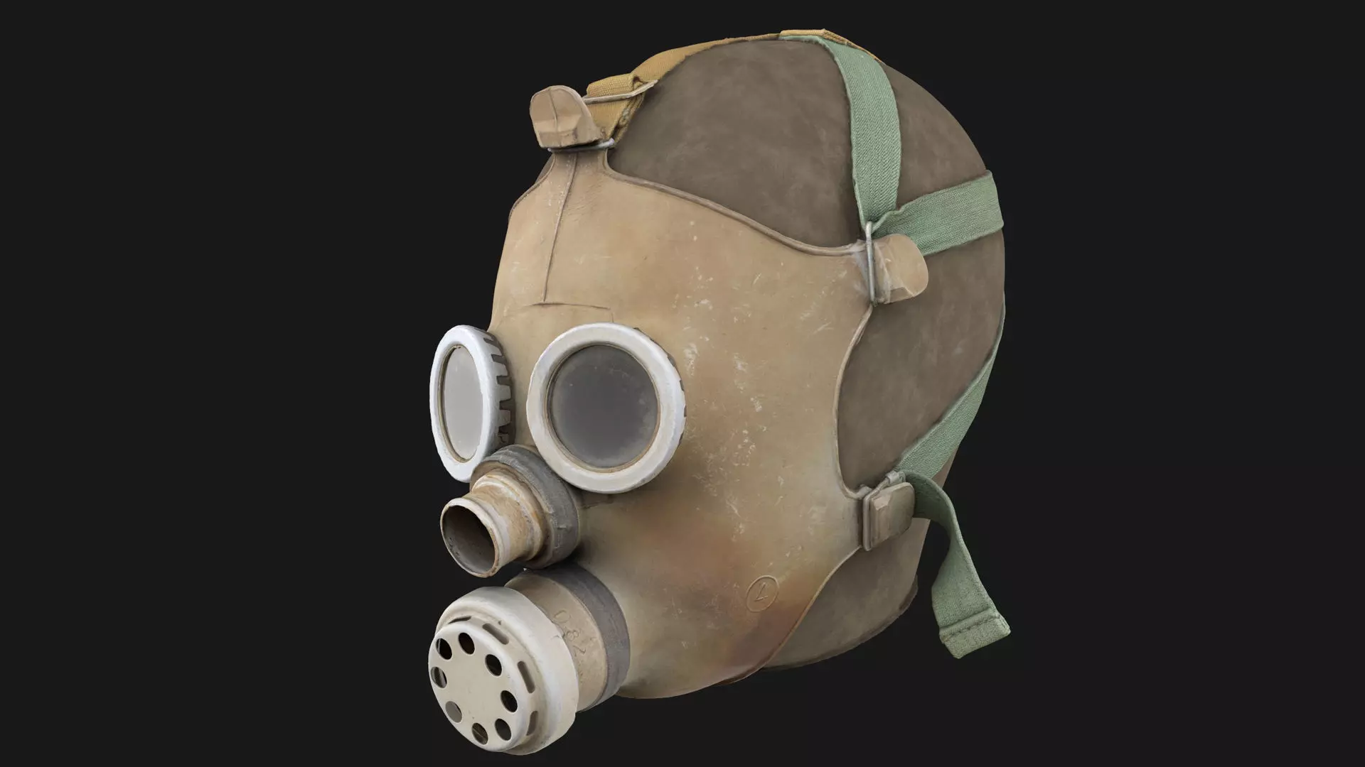 Gas Mask Old Low-poly 3D model_0