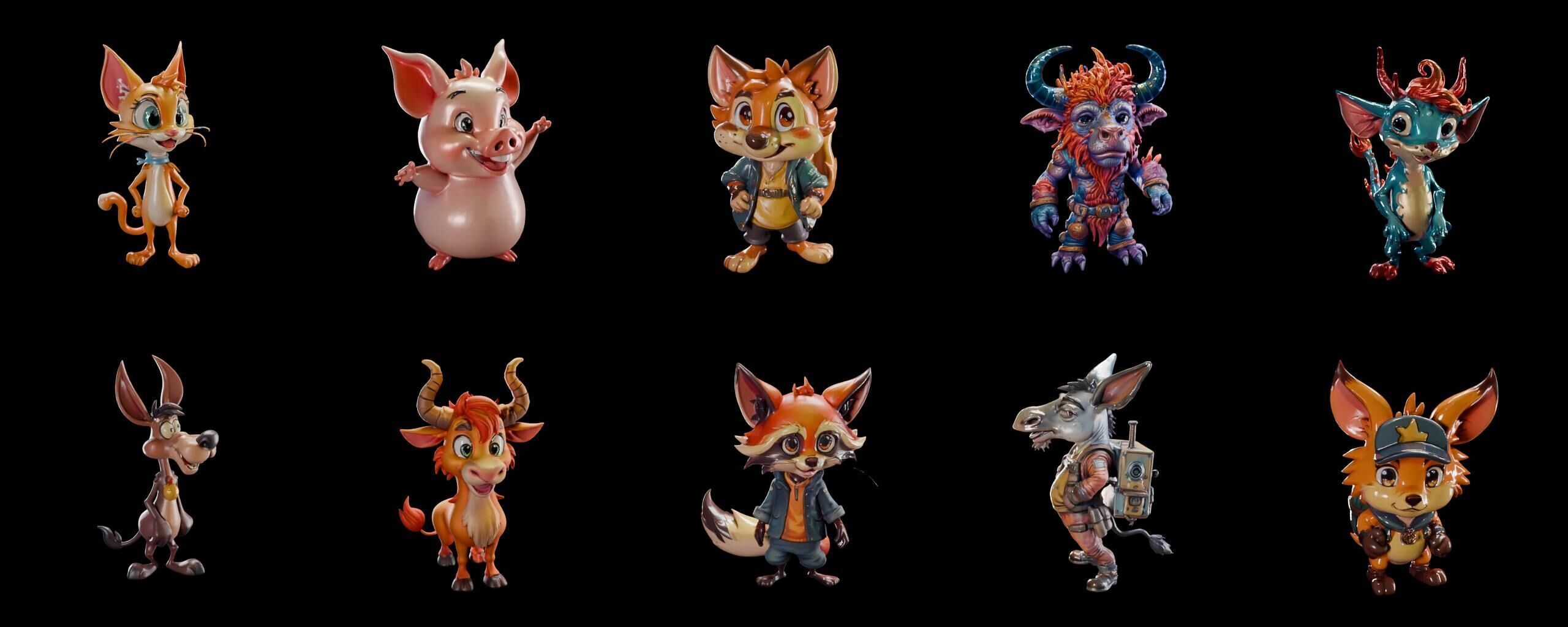 Animals bundle 8 pack 38 fbx Low-poly 3D model_1