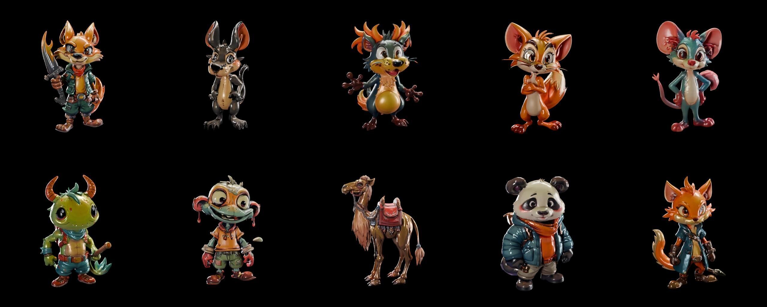 Animals bundle 8 pack 38 fbx Low-poly 3D model_3