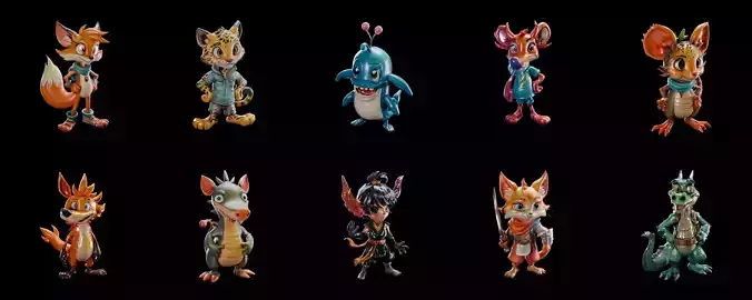 Animals bundle 7 pack 100 fbx