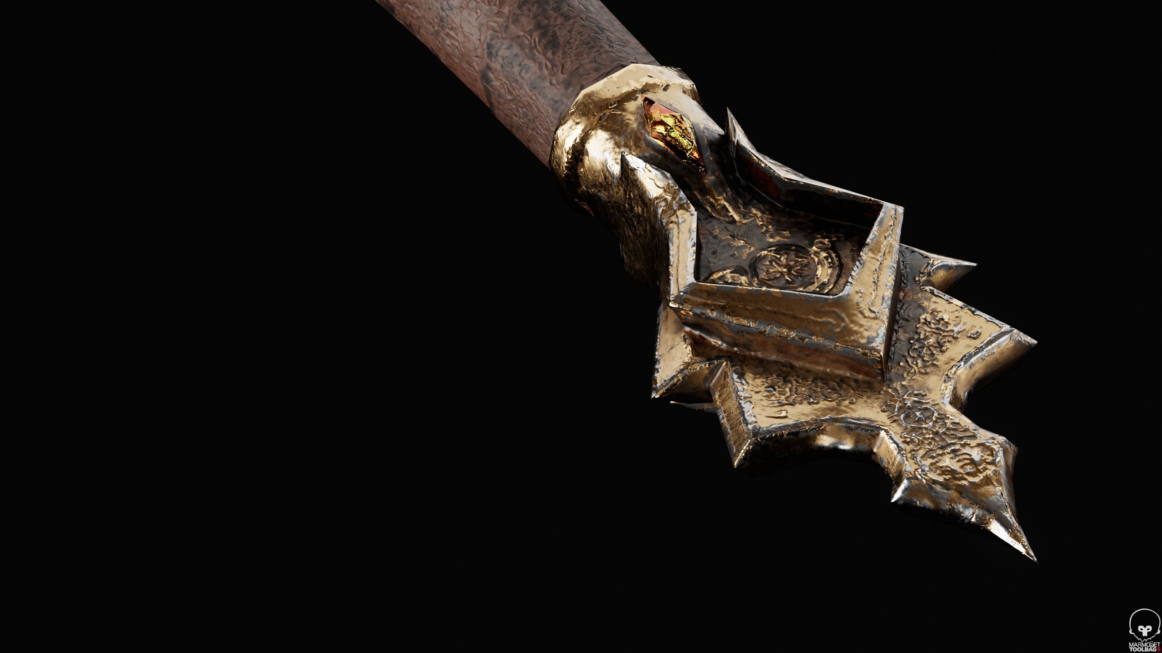 Ancient Sunray Defender Weapon Set Low-poly 3D model_7