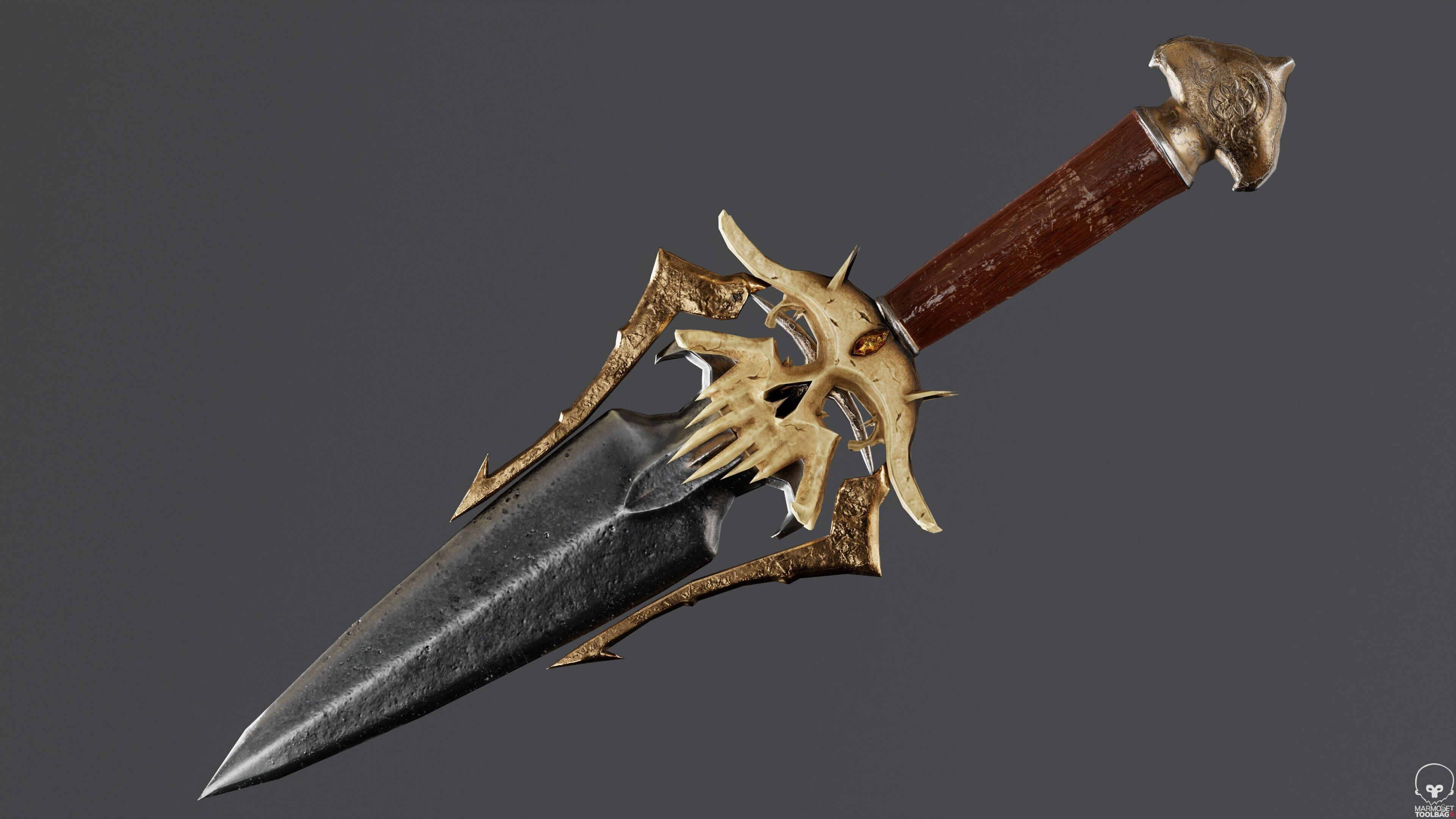 Ancient Sunray Defender Weapon Set Low-poly 3D model_4
