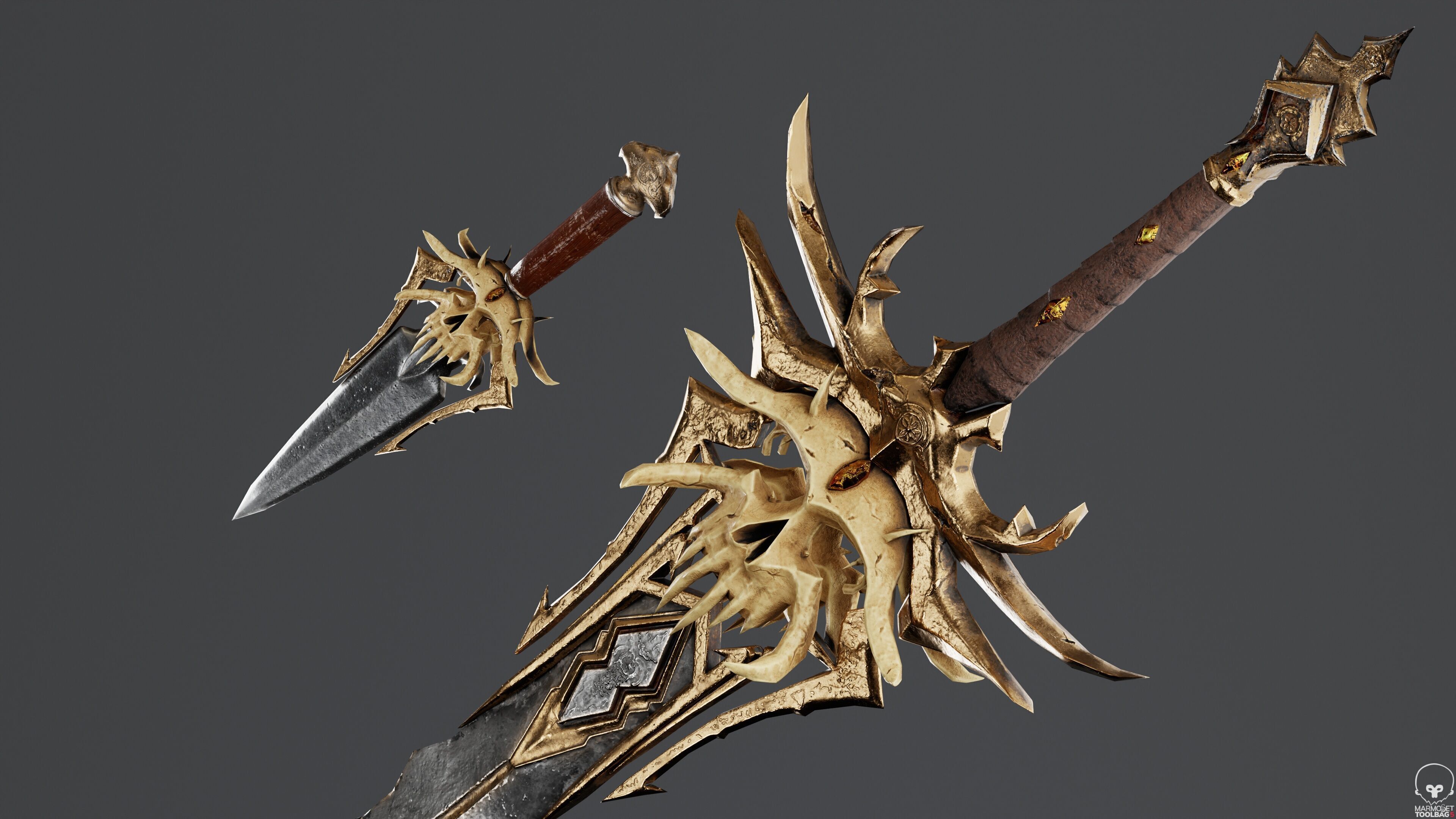 Ancient Sunray Defender Weapon Set Low-poly 3D model_3