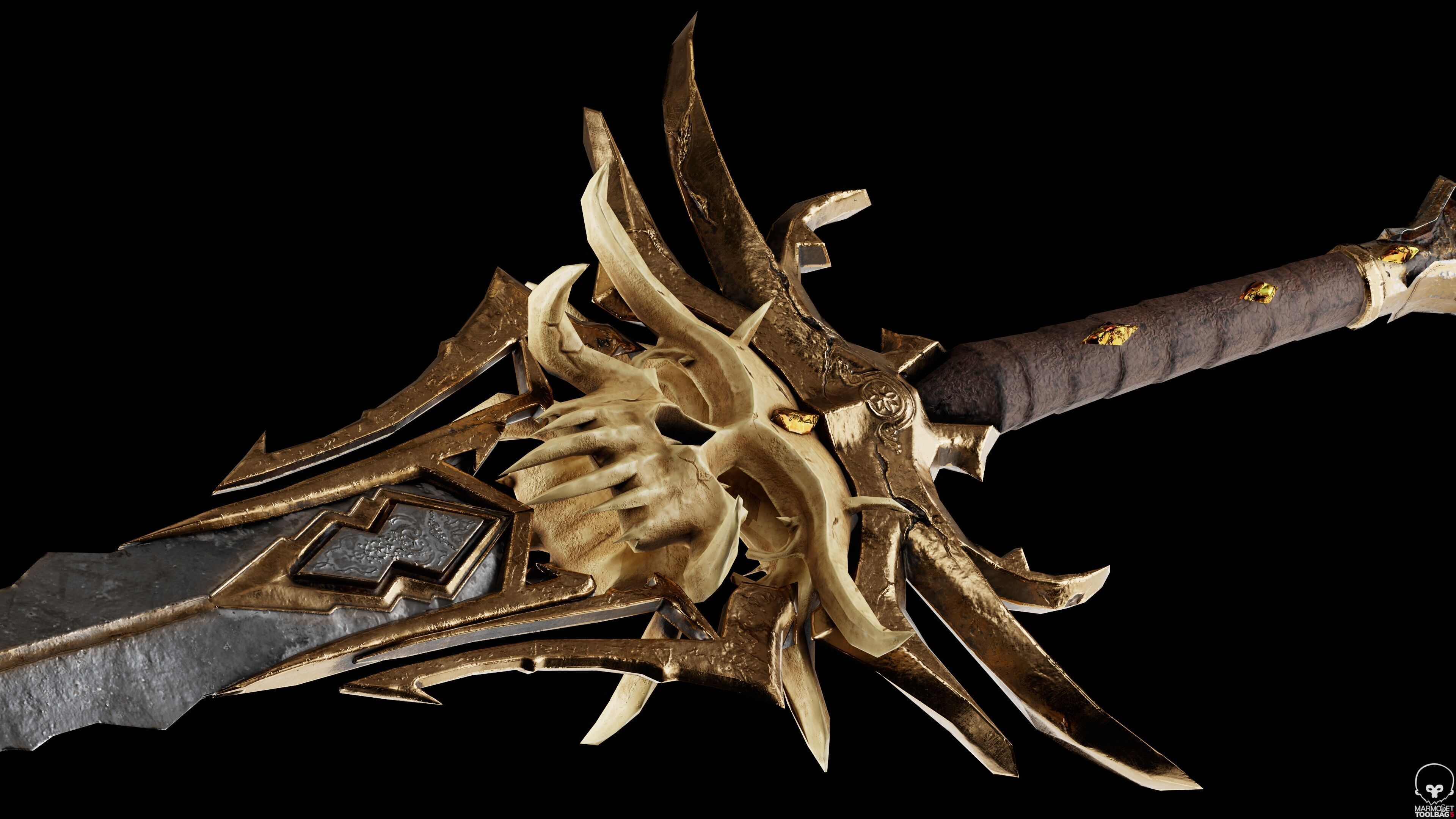 Ancient Sunray Defender Weapon Set Low-poly 3D model_2