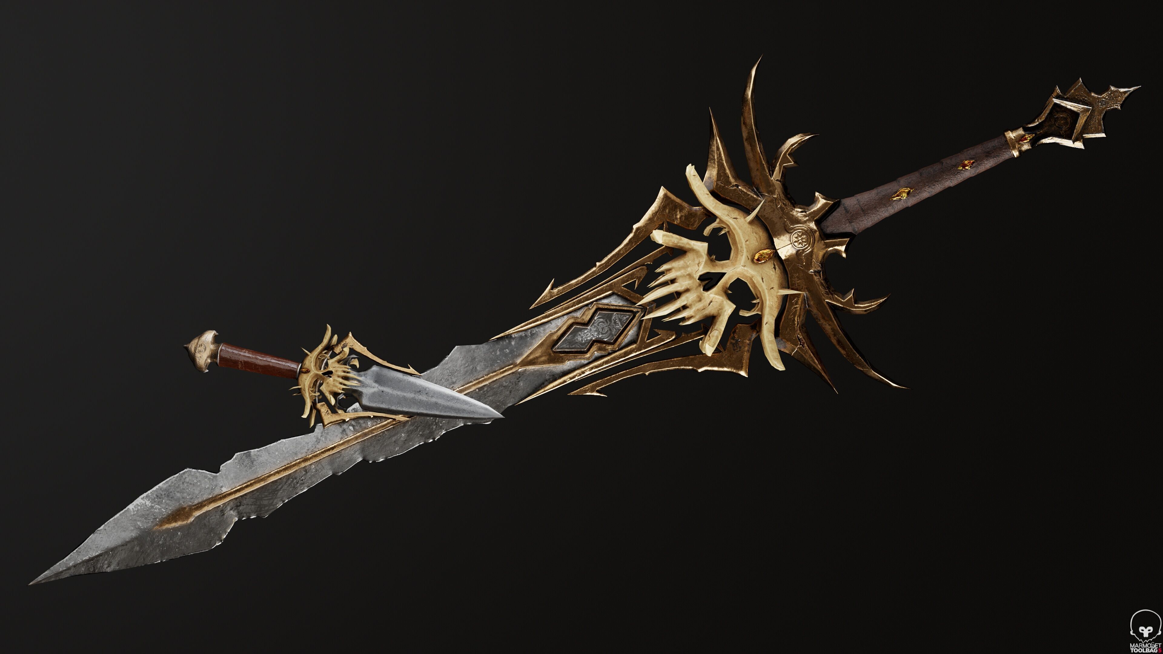 Ancient Sunray Defender Weapon Set Low-poly 3D model_8