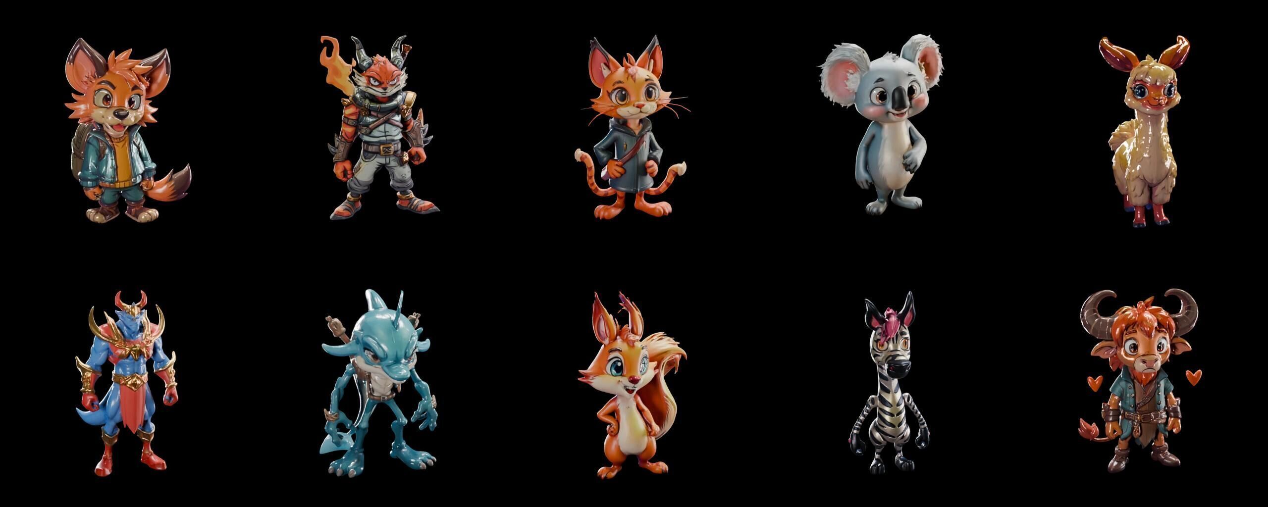 Animals bundle 5 pack 100 fbx Low-poly 3D model_1