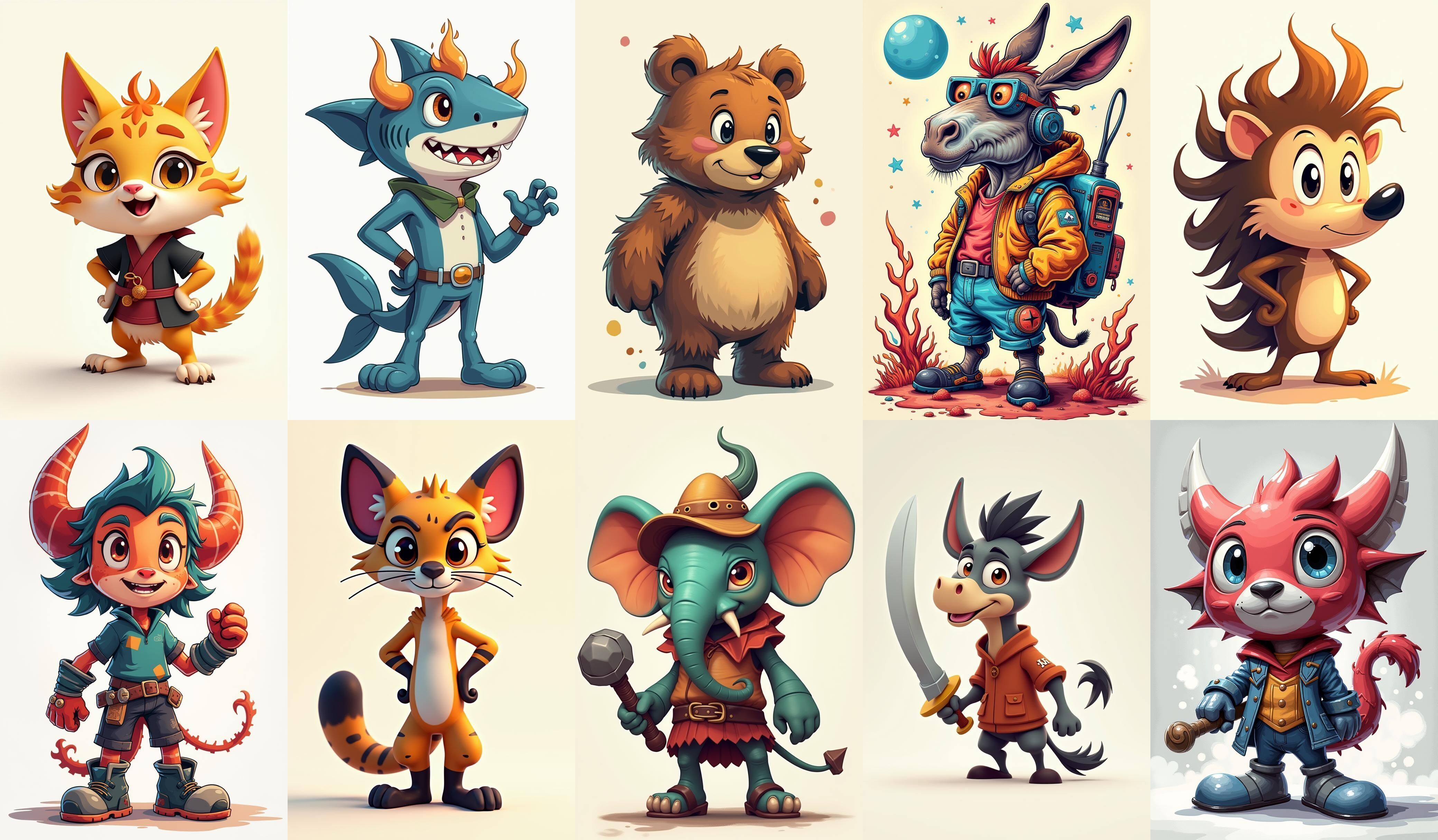 Animals bundle 5 pack 100 fbx Low-poly 3D model_6