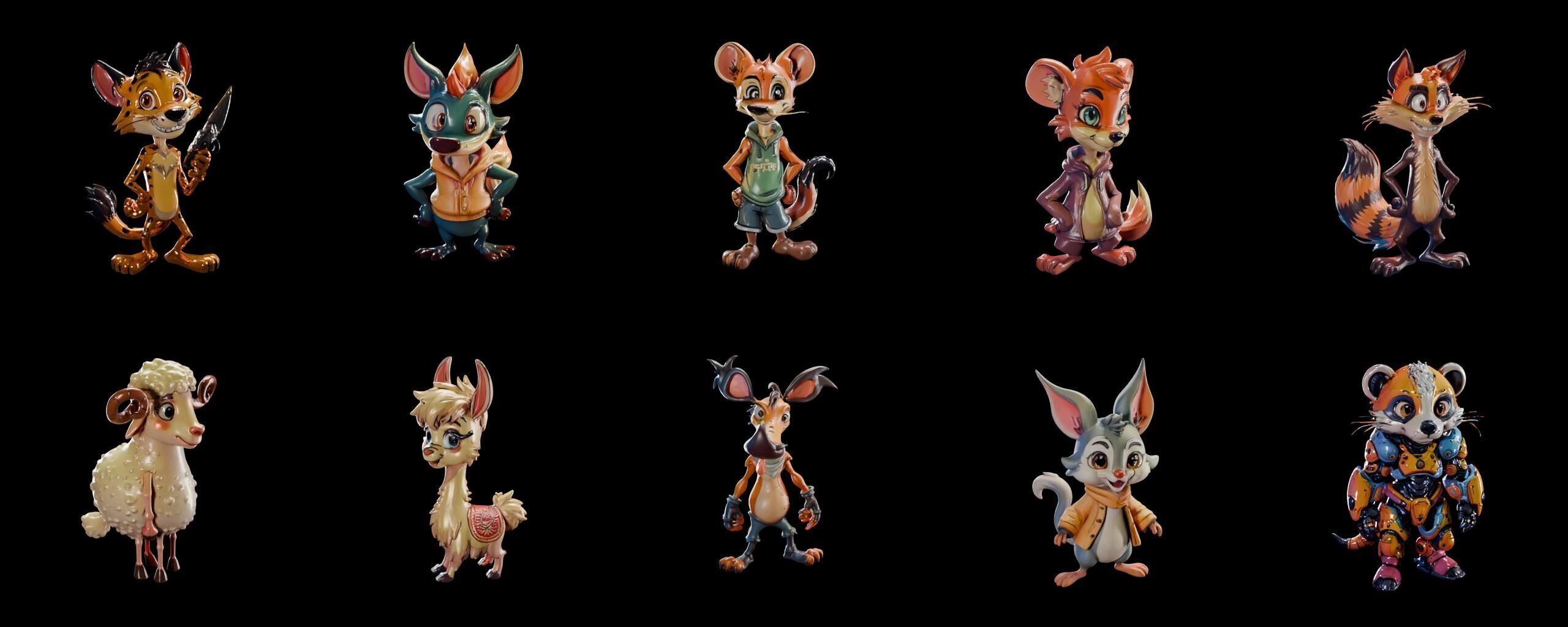 Animals bundle 5 pack 100 fbx Low-poly 3D model_9