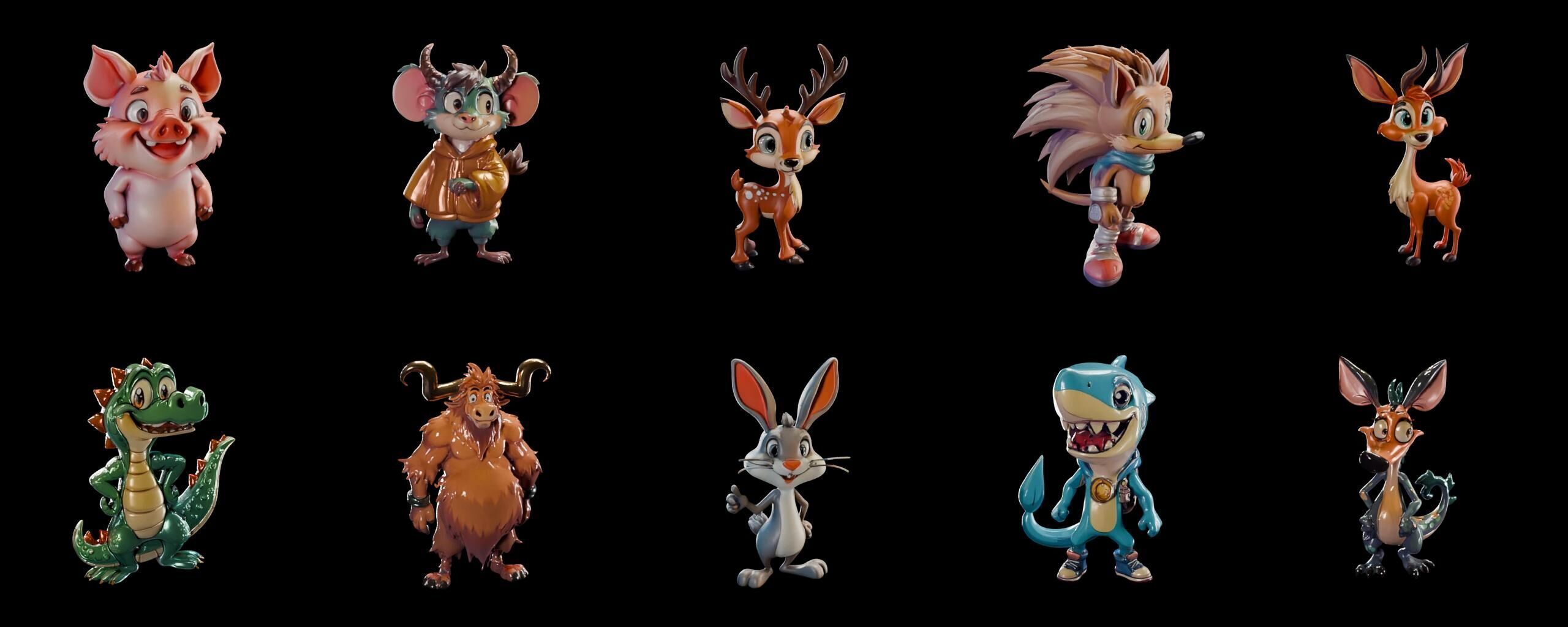 Animals bundle 5 pack 100 fbx Low-poly 3D model_13