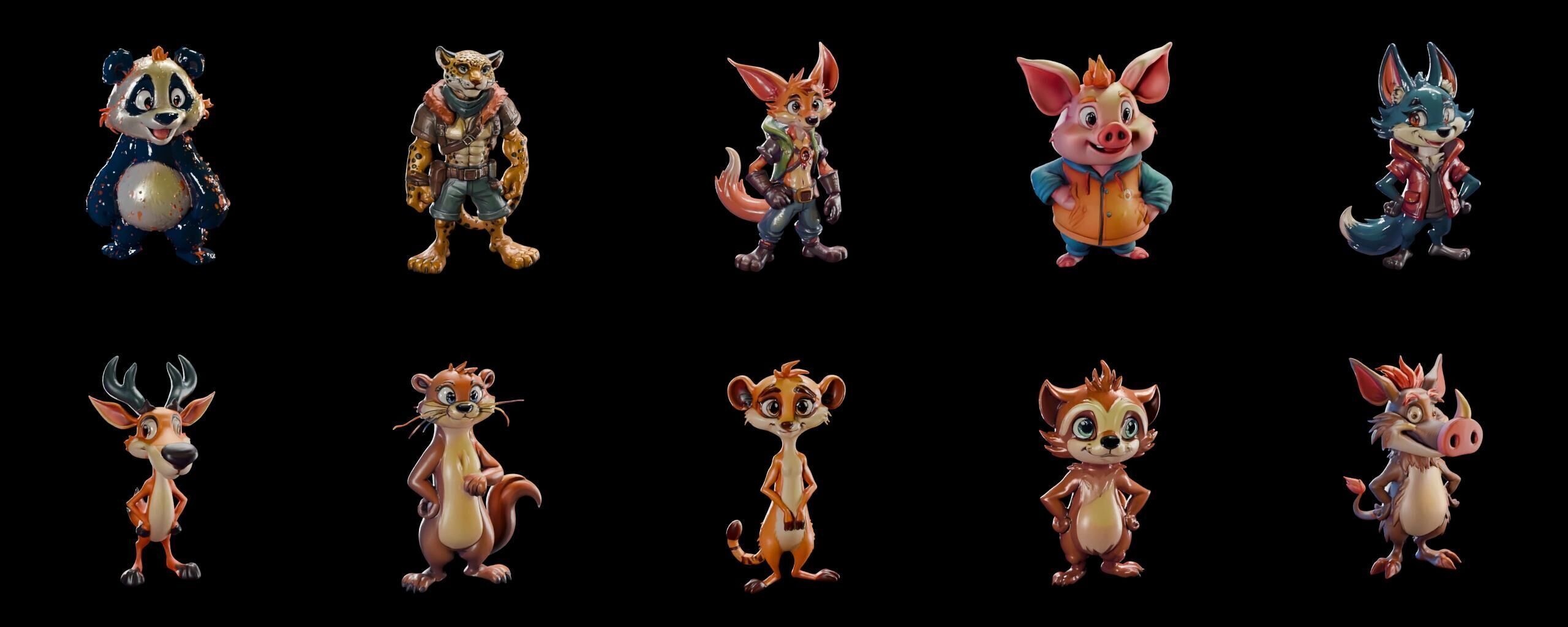 Animals bundle 5 pack 100 fbx Low-poly 3D model_11