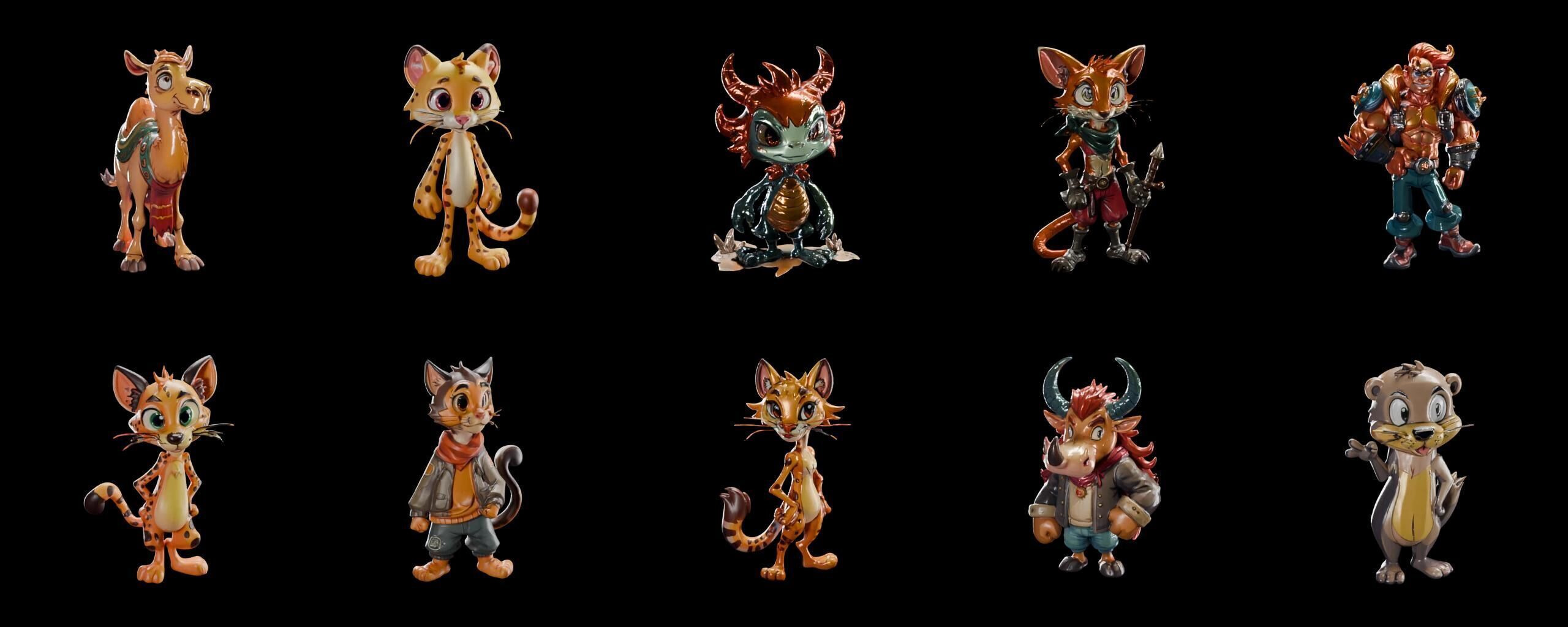 Animals bundle 5 pack 100 fbx Low-poly 3D model_19