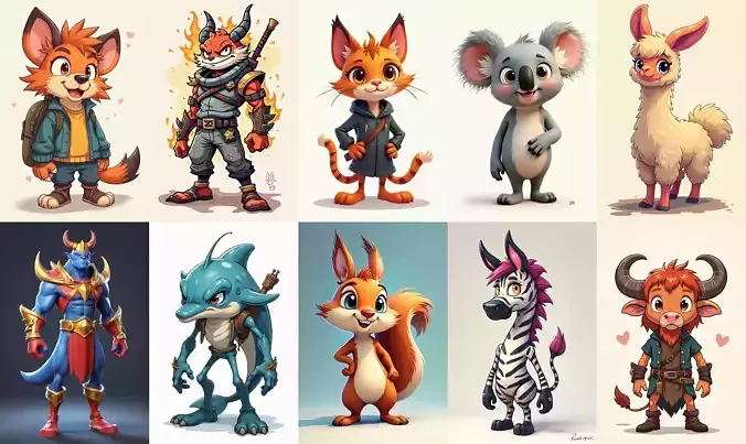 Animals bundle 5 pack 100 fbx