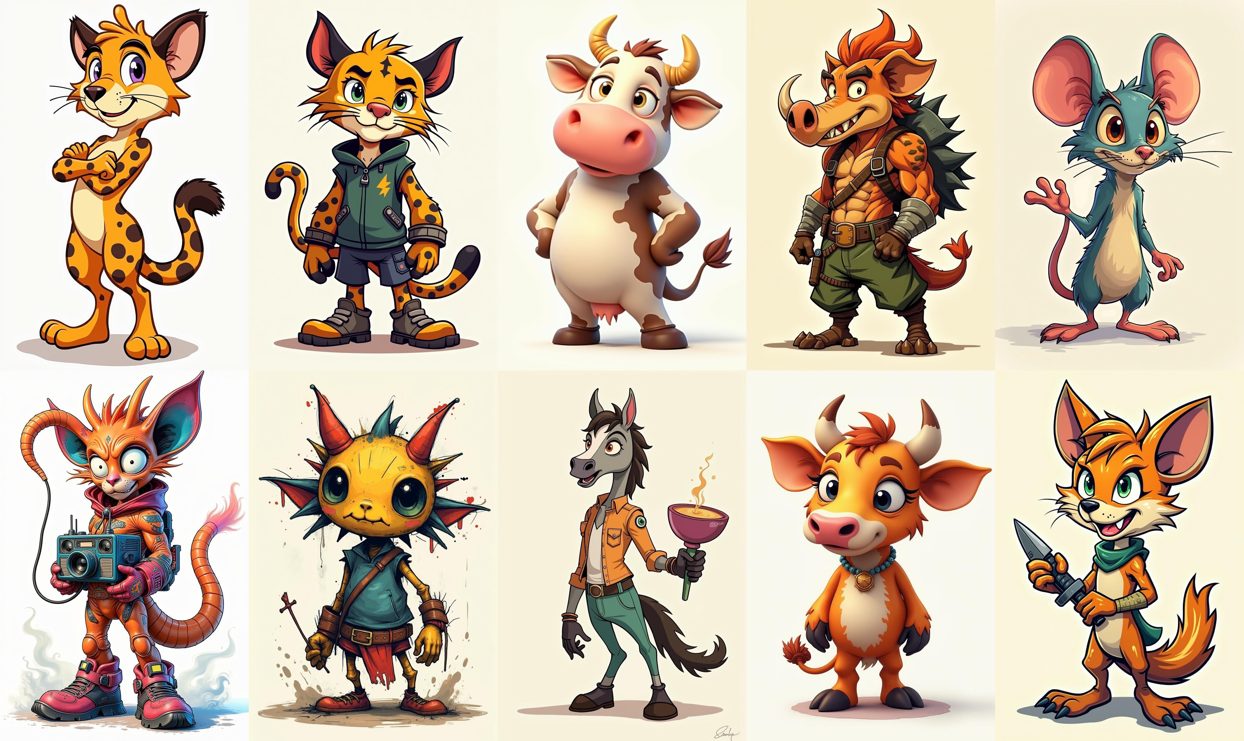 Animals bundle 5 pack 100 fbx Low-poly 3D model_2