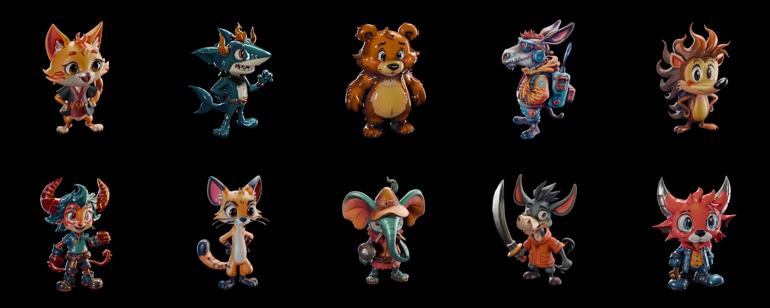 Animals bundle 5 pack 100 fbx Low-poly 3D model_7